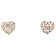 Cartier Diamond 18K Yellow Gold Heart Stud Earrings