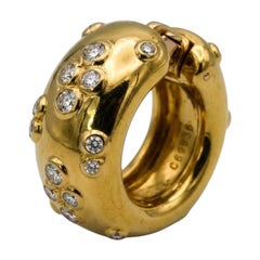 Cartier Diamond 18k Yellow Gold Huggie Hoop Earrings