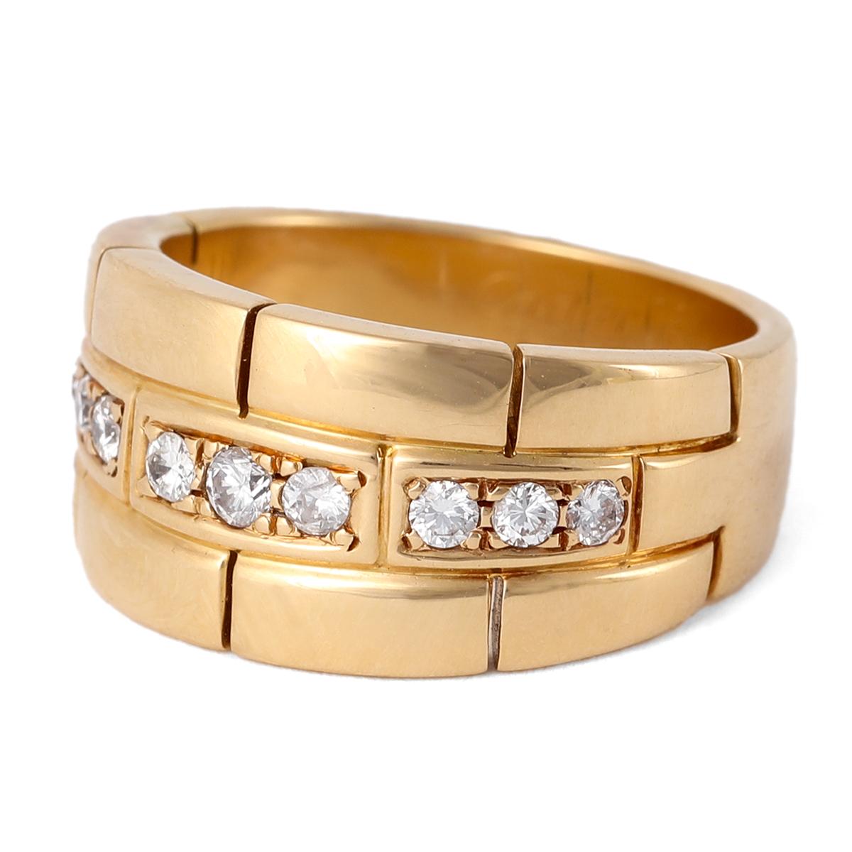 Women's or Men's Cartier Diamond 18k Yellow Gold Maillon Panthere Ring