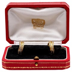 Cartier Diamond 18k Yellow Gold Trinity Hoop Earrings