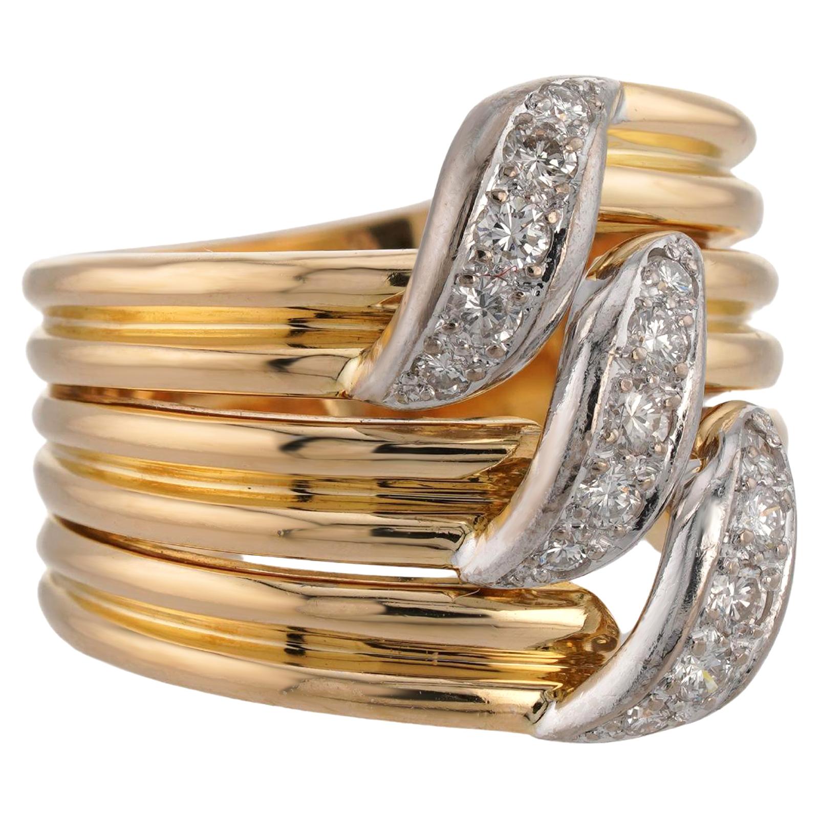 CARTIER, bague jonc large en or jaune 18 carats avec diamants Unisexe en vente