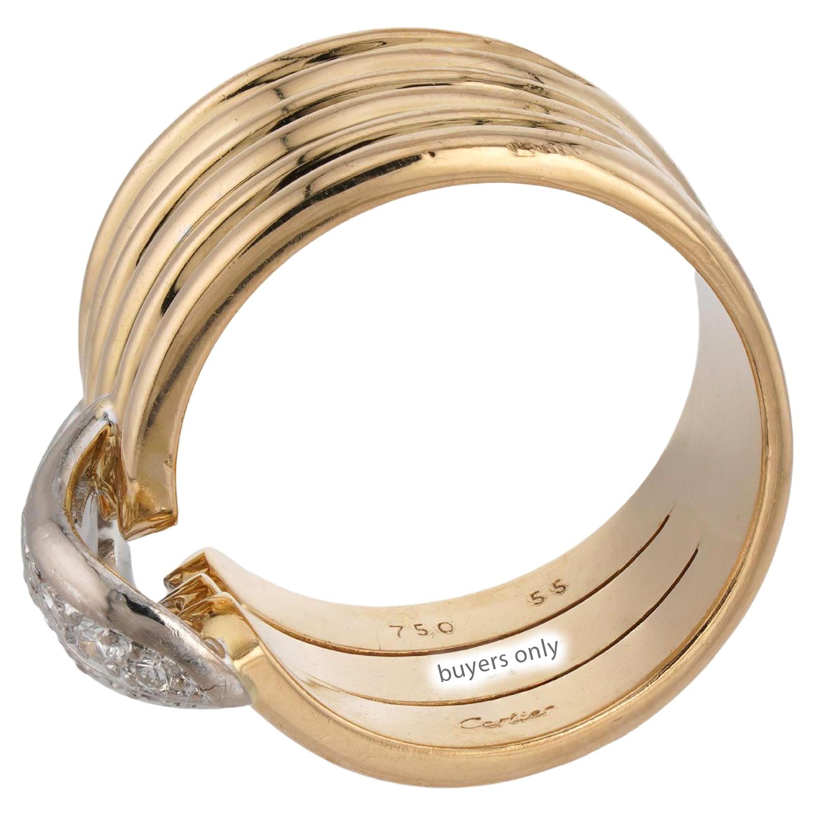 CARTIER, bague jonc large en or jaune 18 carats avec diamants en vente 1