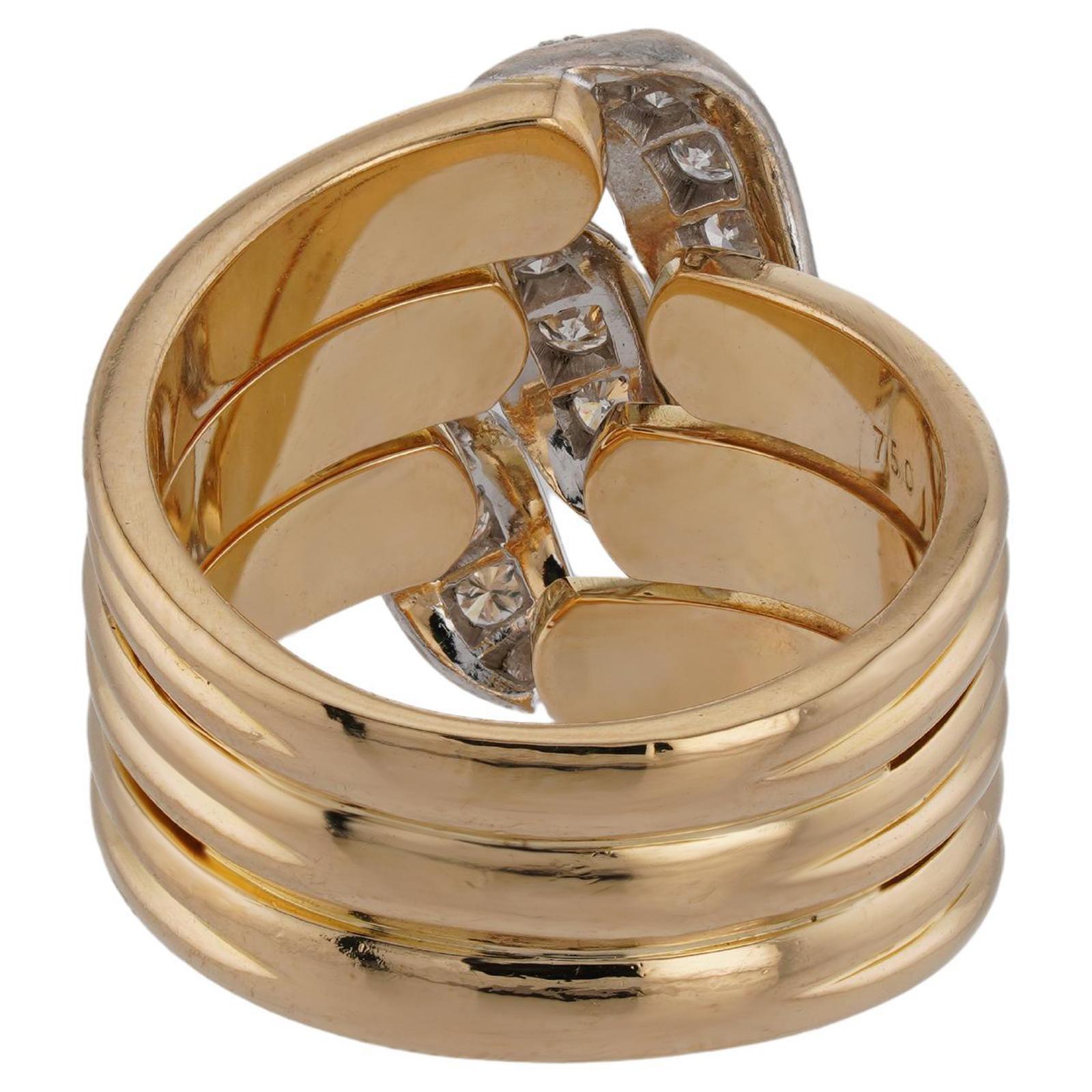 CARTIER, bague jonc large en or jaune 18 carats avec diamants en vente 2
