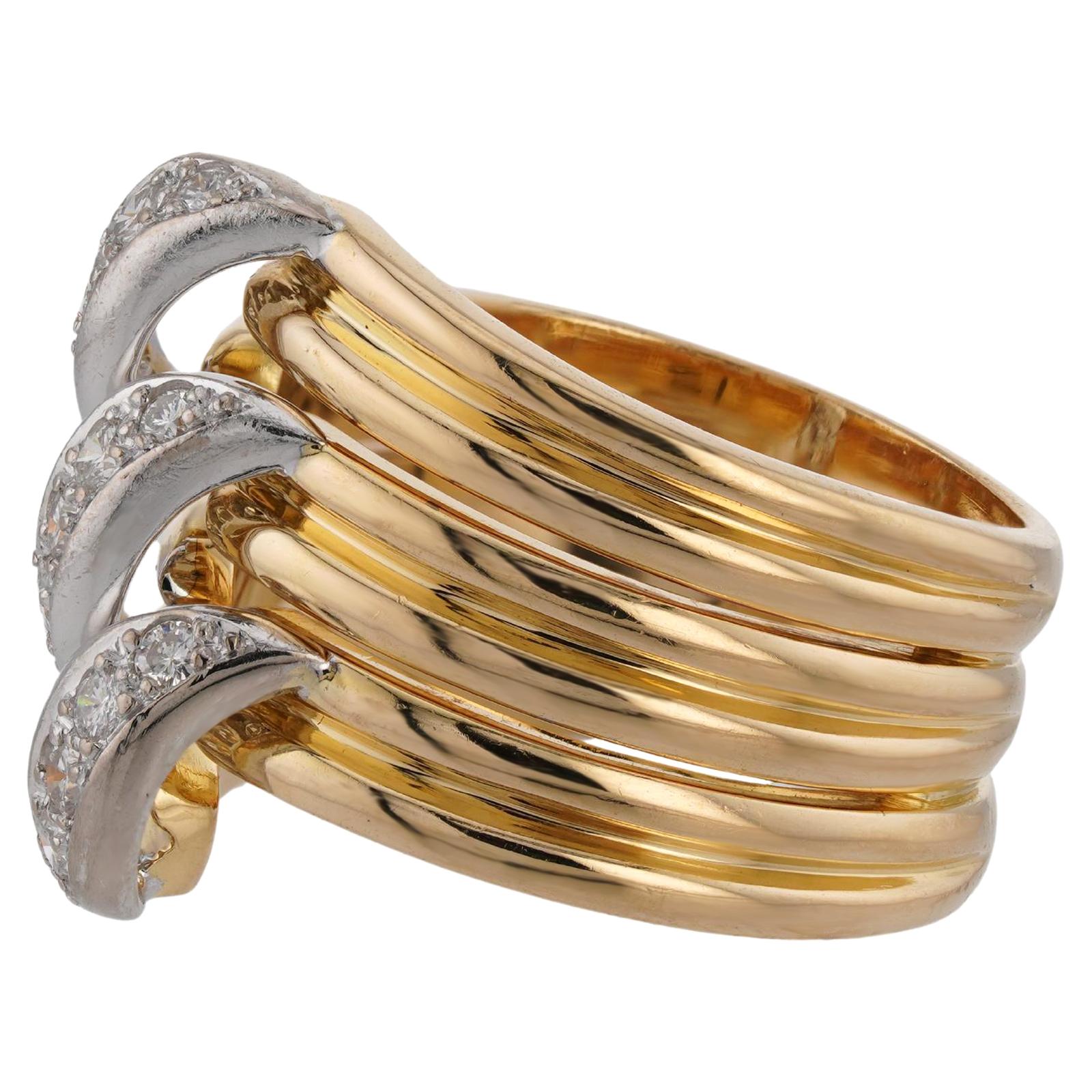 CARTIER, bague jonc large en or jaune 18 carats avec diamants en vente 3