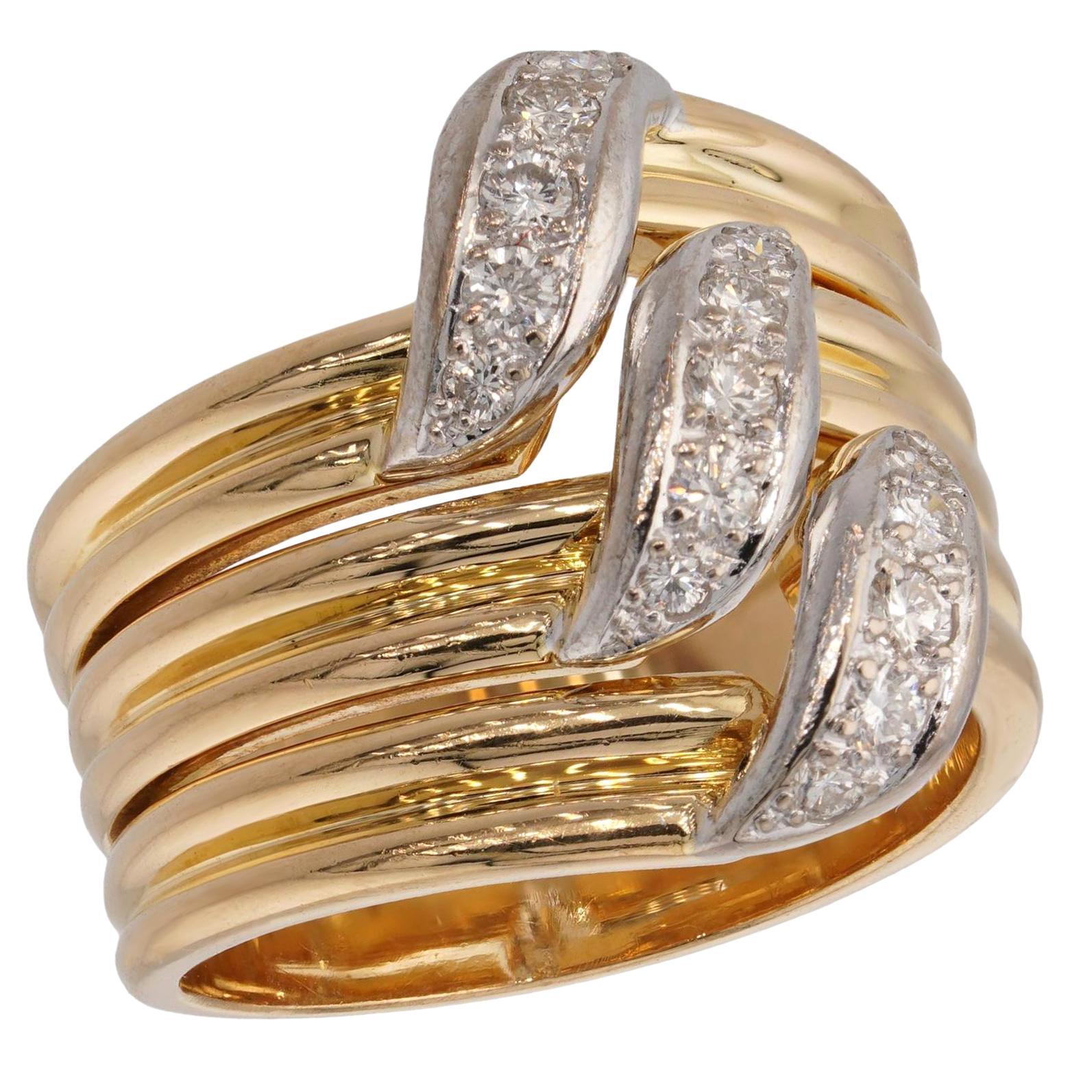 CARTIER Diamond 18k Yellow Gold Wide Band Ring