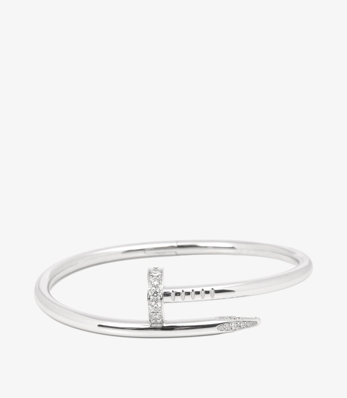 Pulsera Cartier de oro blanco de 18 ct con acento de diamantes Juste Un Clou Corte redondo