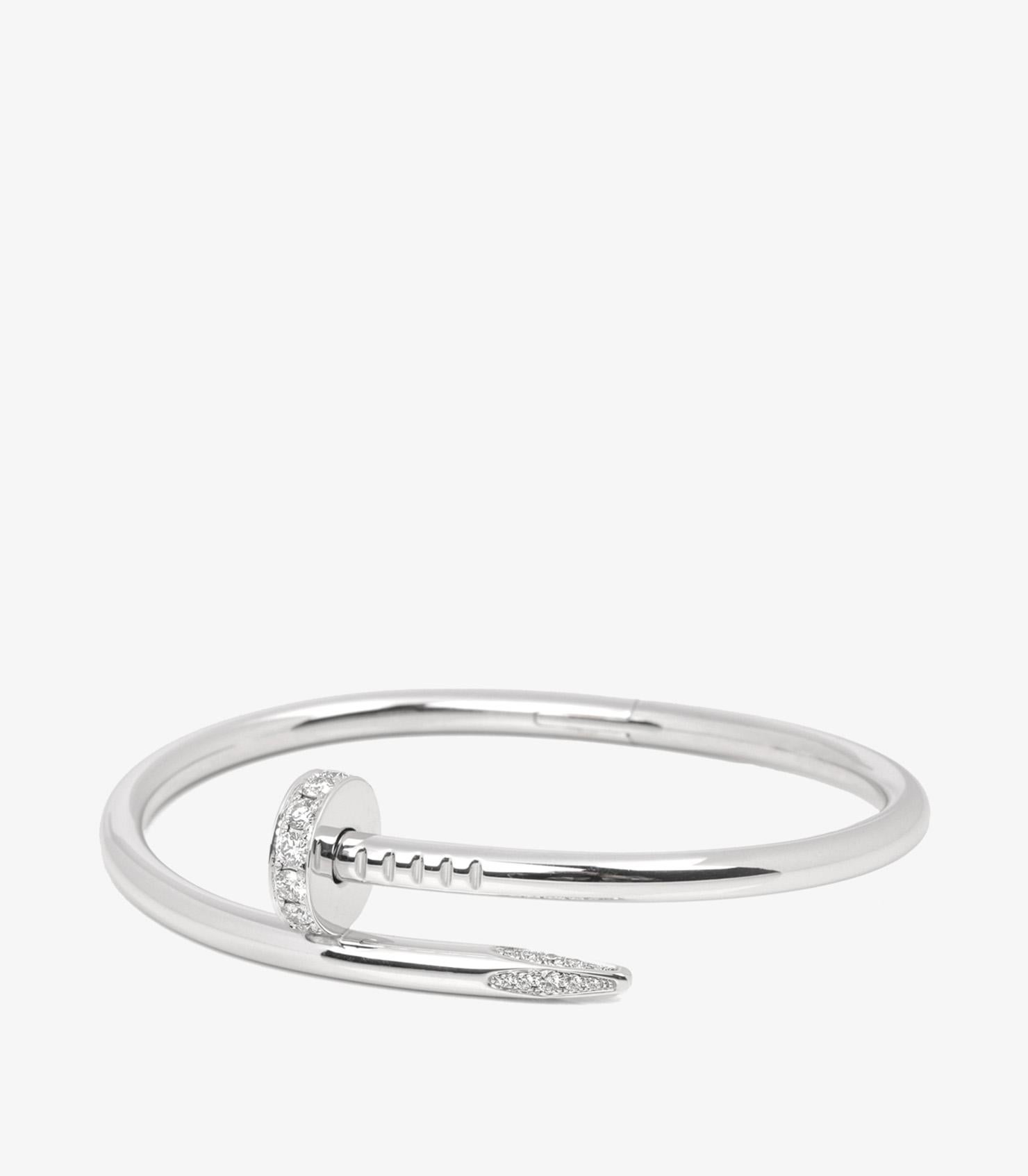 Pulsera Cartier de oro blanco de 18 ct con acento de diamantes Juste Un Clou en Excelente Estado en Bishop's Stortford, Hertfordshire