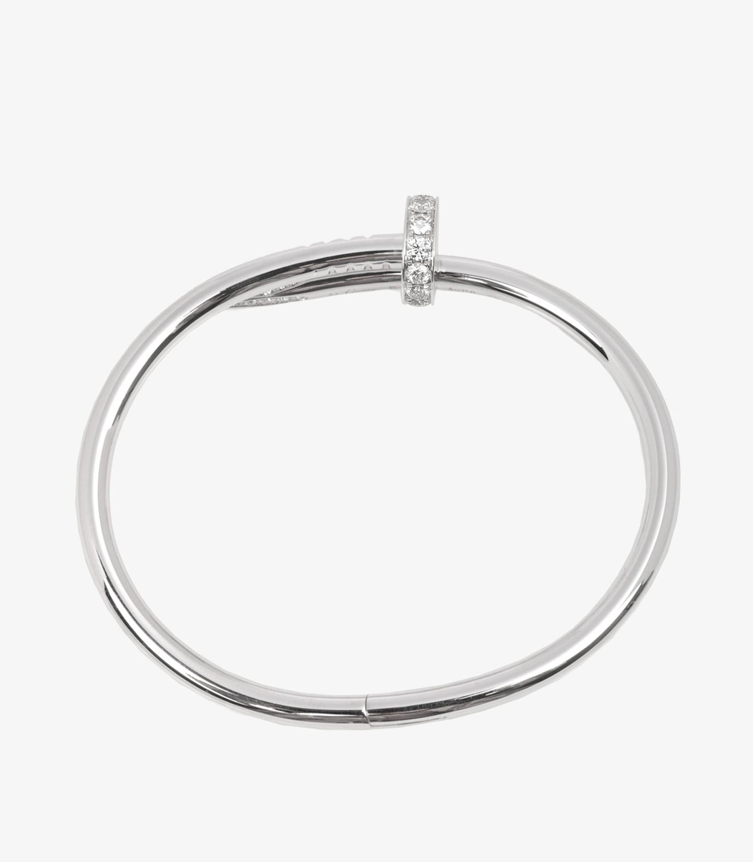 Pulsera Cartier de oro blanco de 18 ct con acento de diamantes Juste Un Clou 1