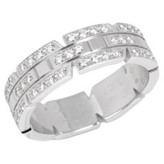 Cartier Diamond Accent 18ct White Gold Tank Française Ring
