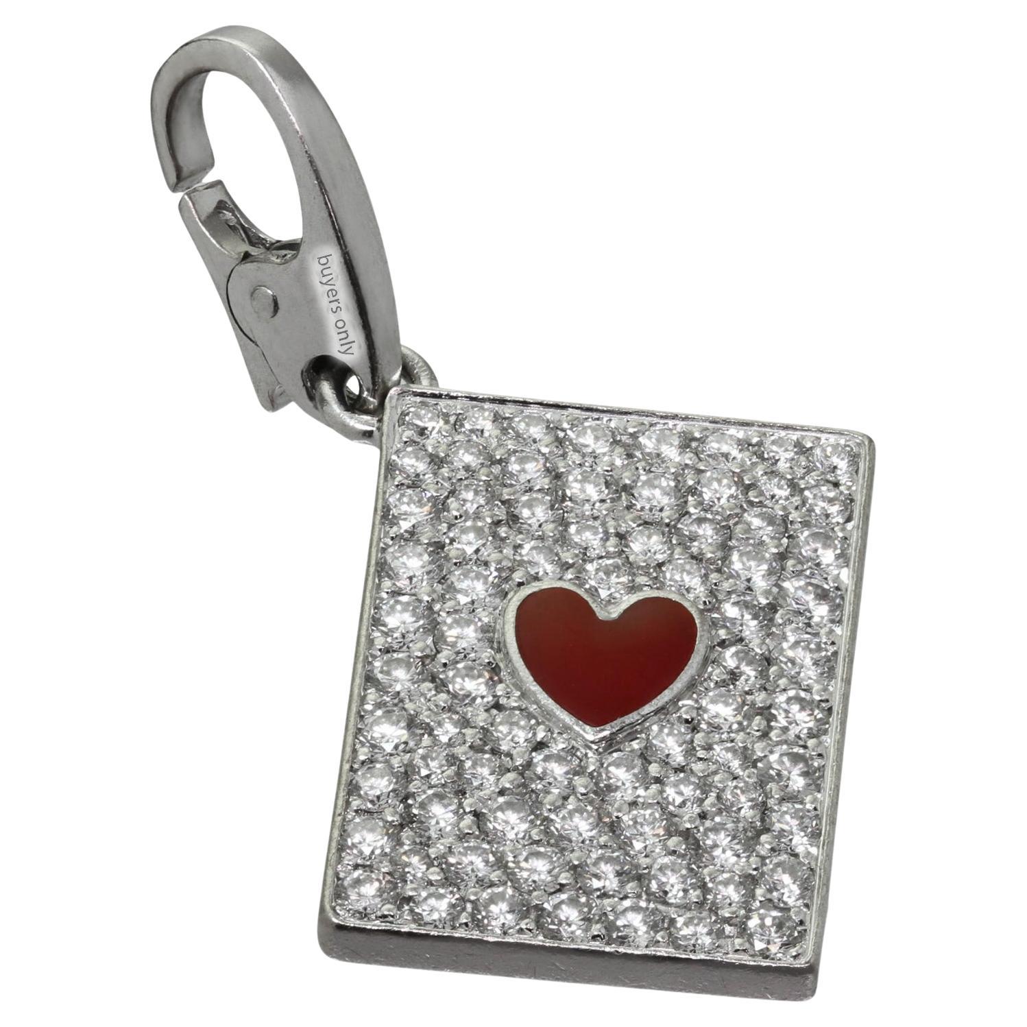 Cartier Diamond Ace of Hearts Card White Gold Limited Edition Pendant