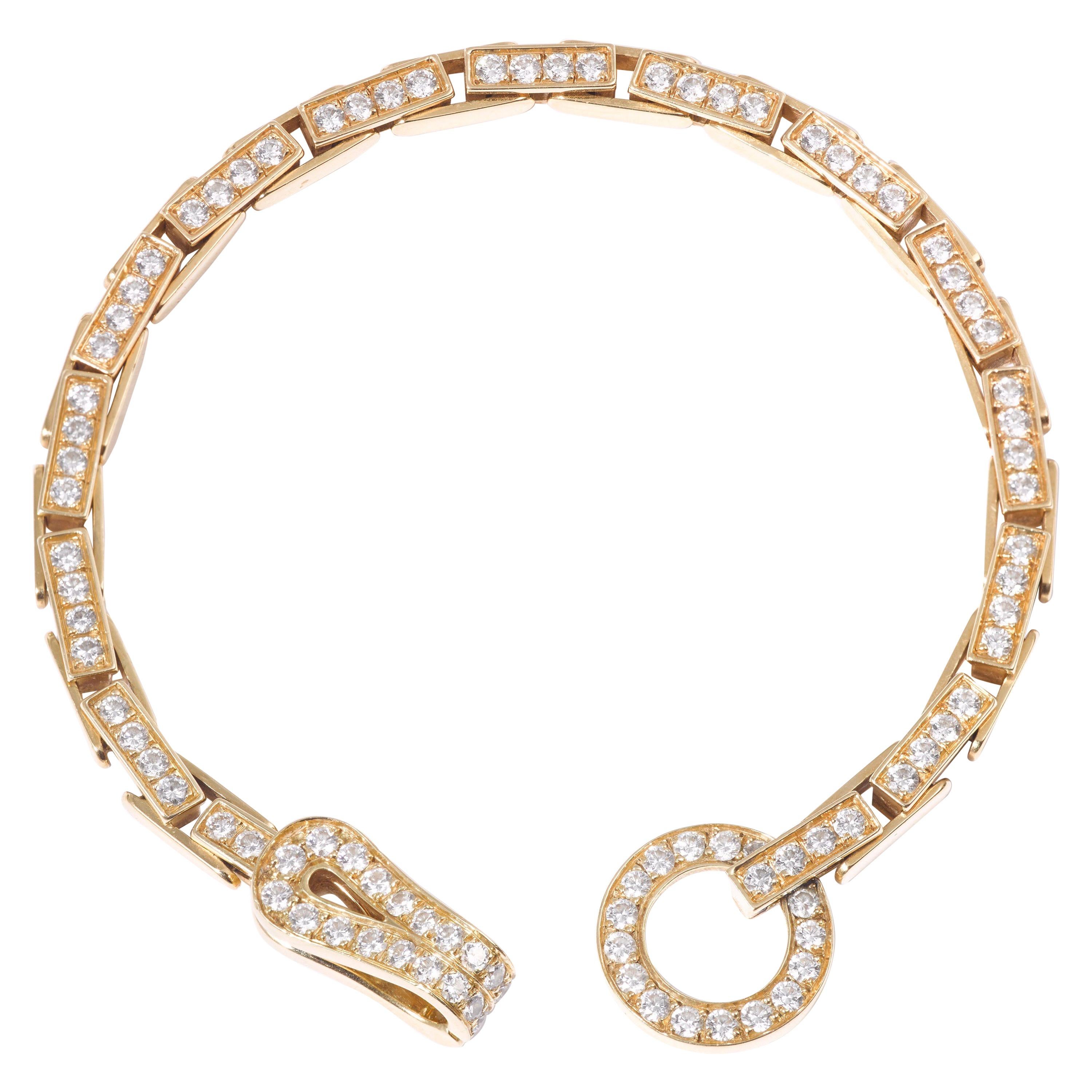 Cartier Diamond Agrafe 18 Karat Yellow Gold Link Bracelet