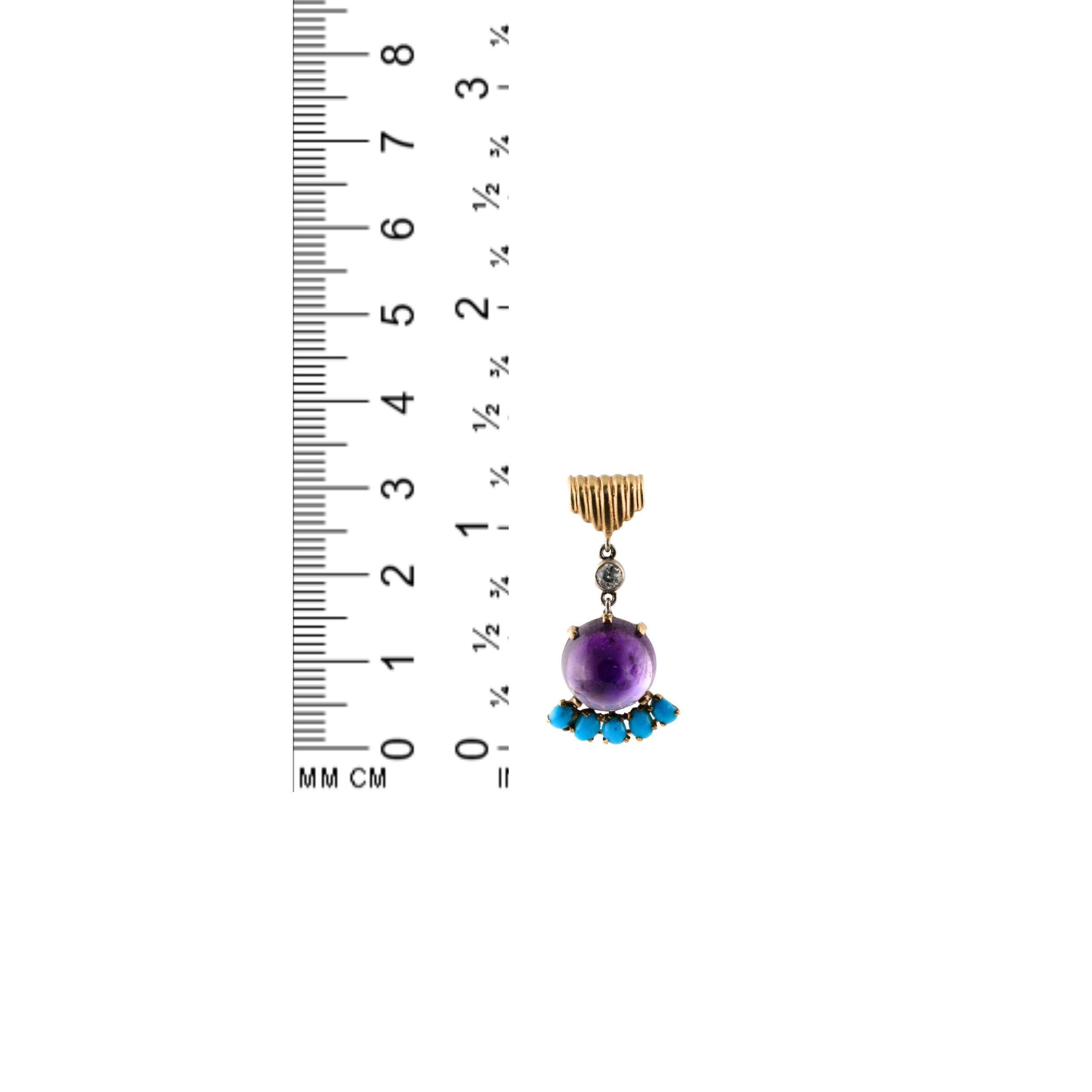 Cartier Diamond, Amethyst and Turquoise Gold Necklace and Earring Set For Sale 2