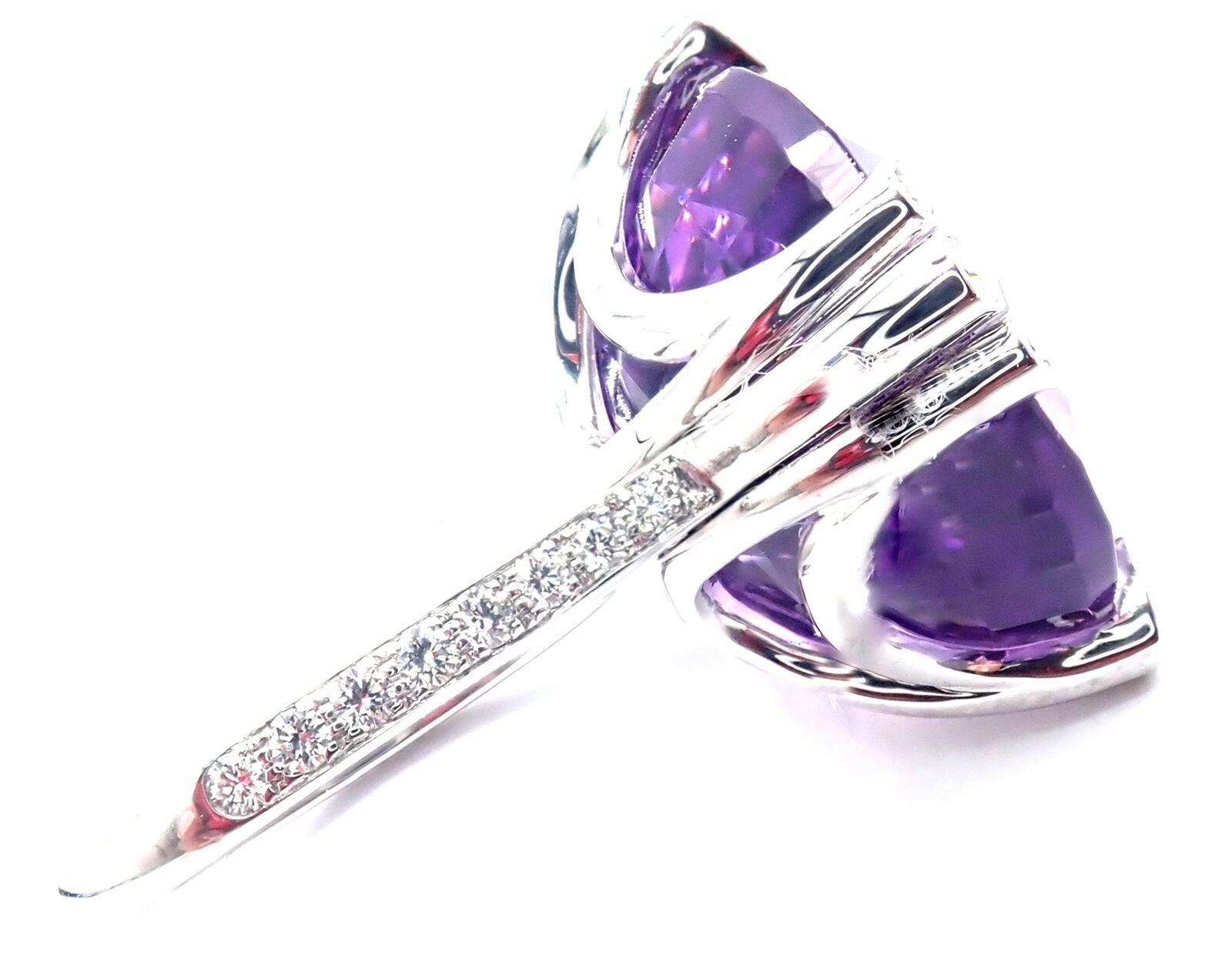 Brilliant Cut Cartier Diamond & Amethyst Inde Mysterieuse Large White Gold Ring