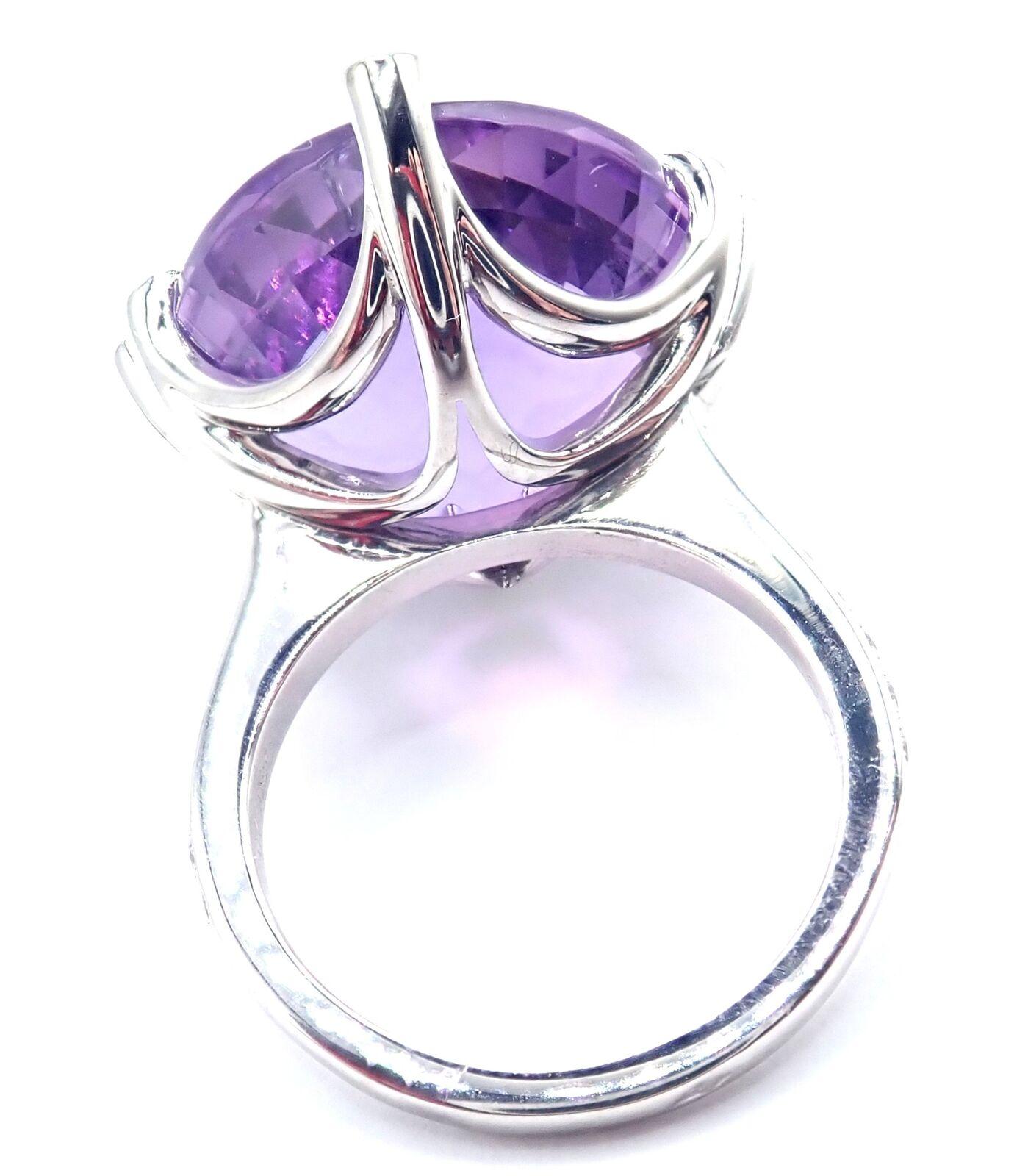 Cartier Diamond & Amethyst Inde Mysterieuse Large White Gold Ring In Excellent Condition In Holland, PA
