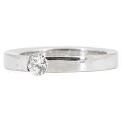 Cartier Diamond and 18 Karat White Gold Engagement Ring