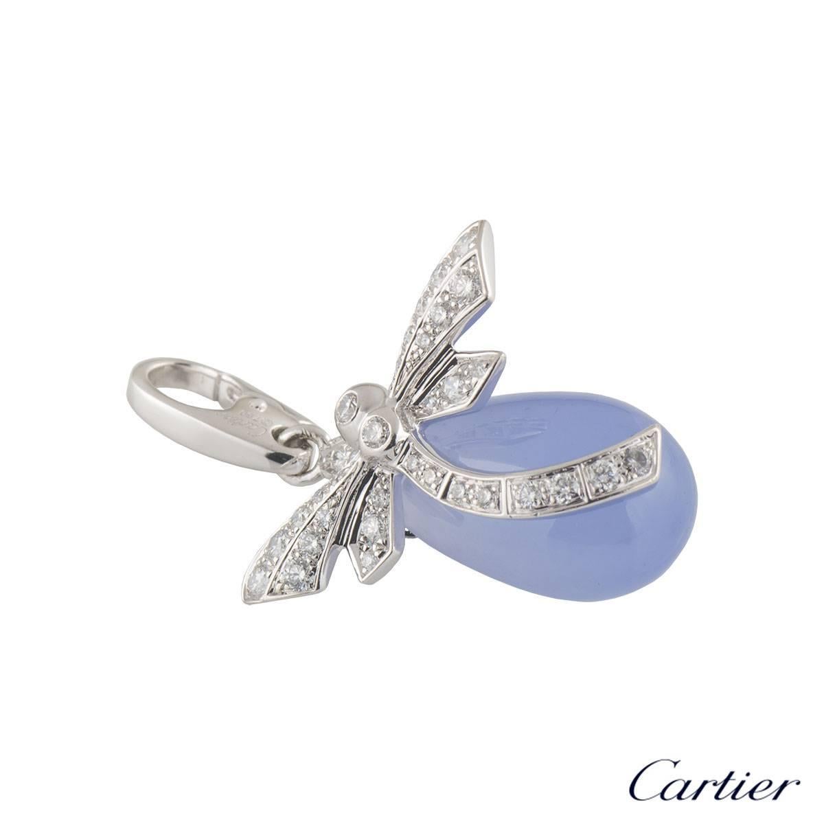 Cartier Diamond and Chalcedony Dragonfly Charm In Excellent Condition In London, GB