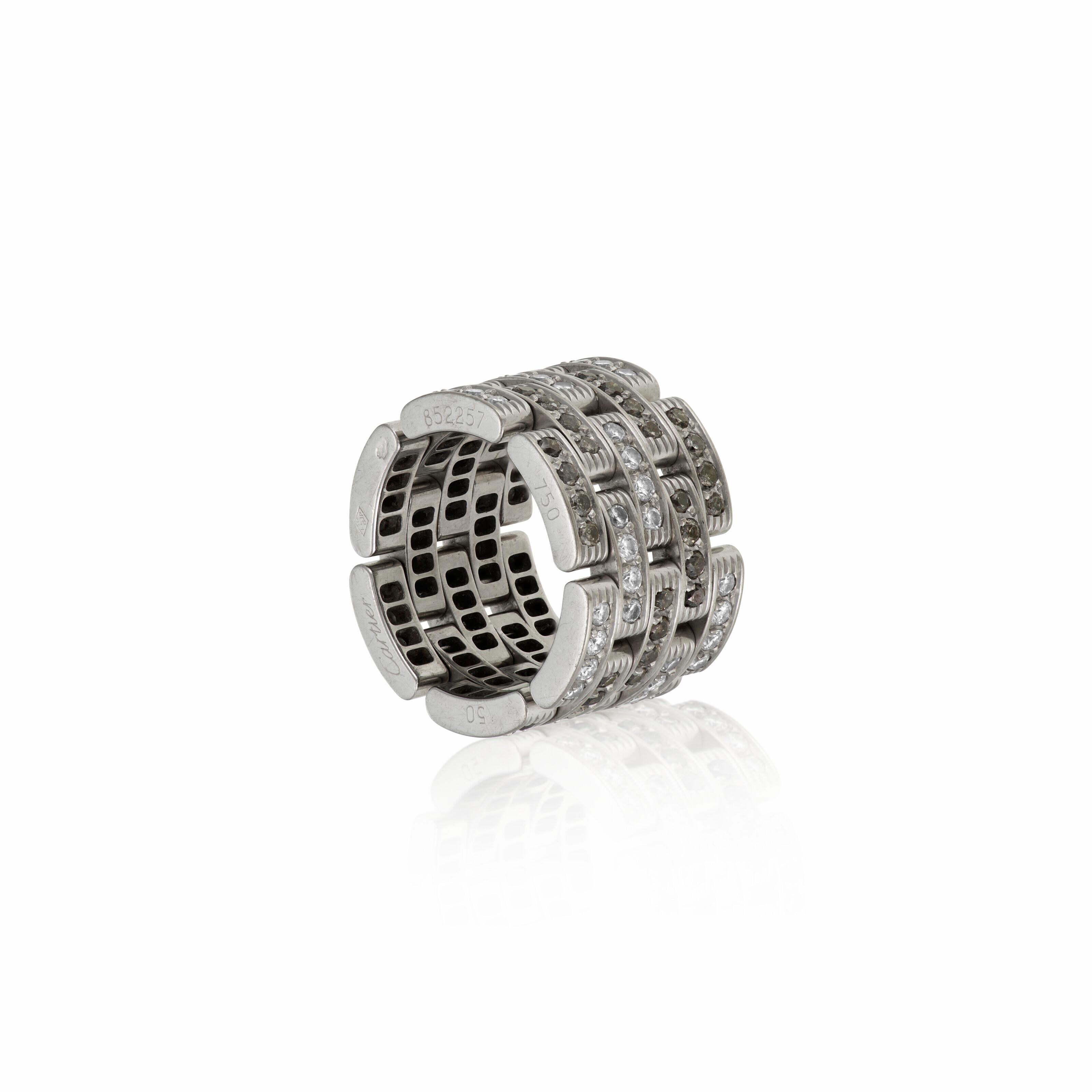 Round Cut Cartier Diamond and Colored Diamond 'Maillon Panthère' Ring For Sale