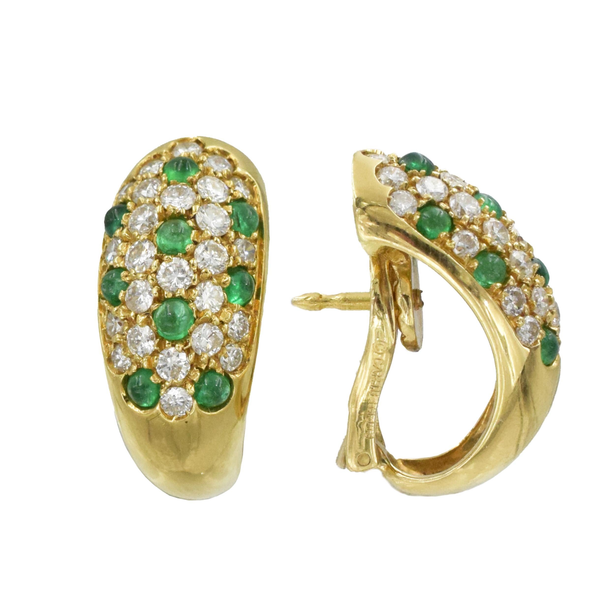 Cartier Diamond and Emerald Earrings and Ring Set For Sale 1