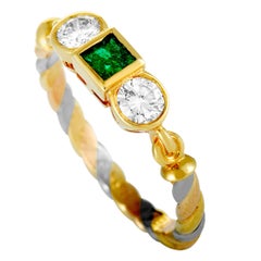 Cartier Diamond and Emerald Yellow and White Gold Ring