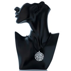 Cartier Diamond and Enamel Panther Openwork Disc Pendant on Black Cord Necklace