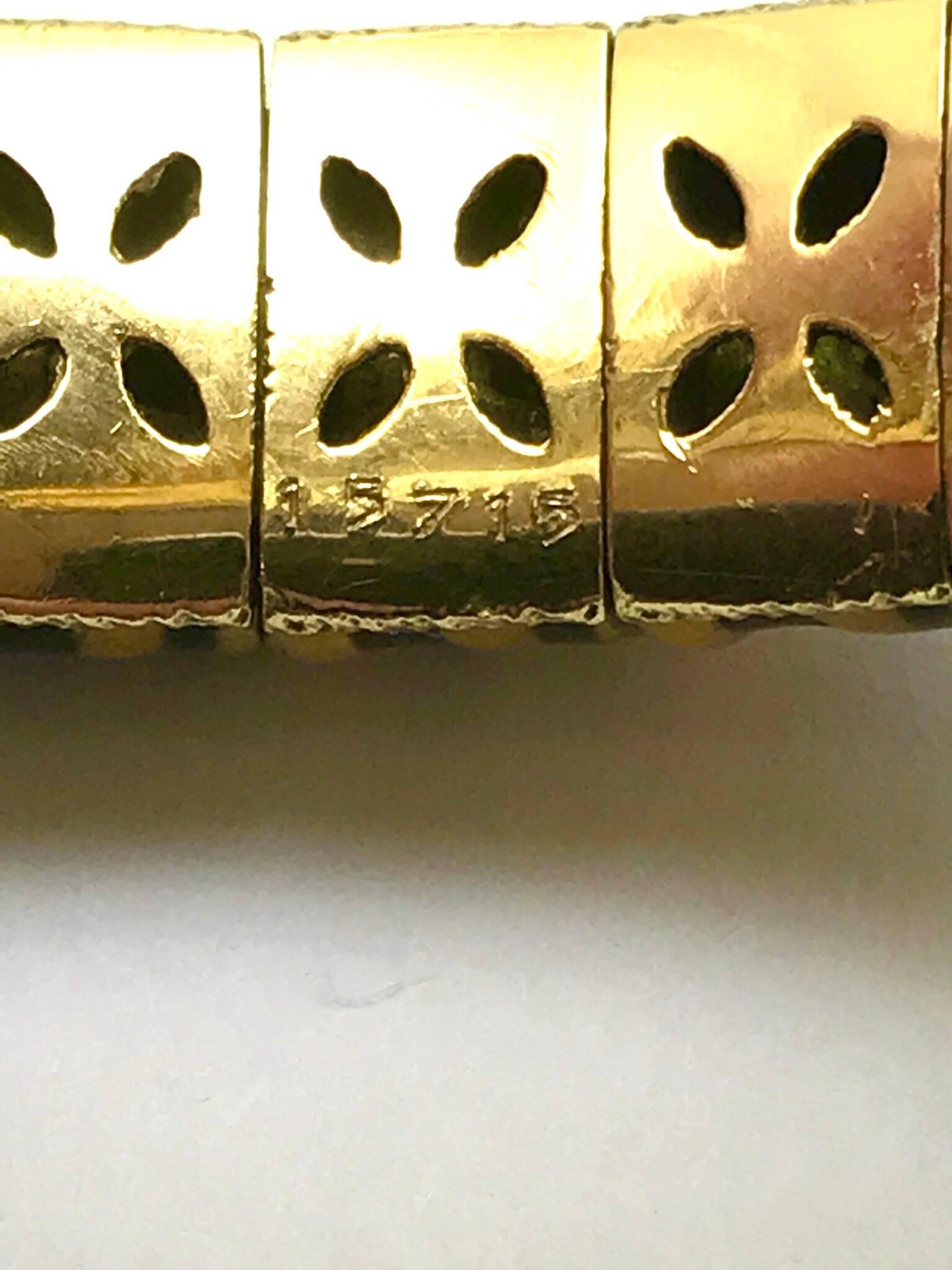 Retro Cartier Diamond and Enamel Yellow Gold Bangle Tiger Bracelet