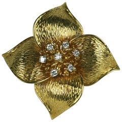 Vintage Cartier Diamond and Gold Pinwheel Brooch