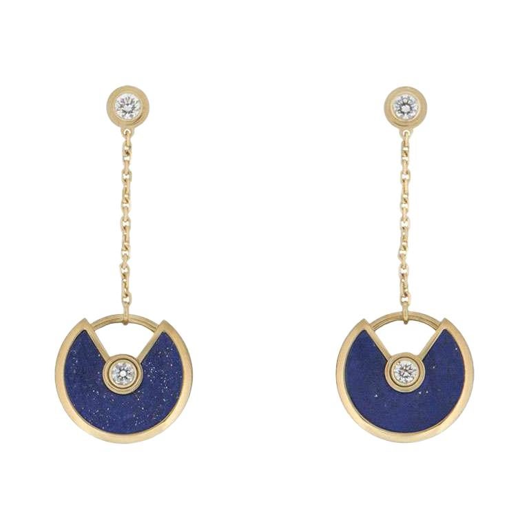 Cartier Diamond and Lapis Lazuli Amulette de Cartier Drop Earrings