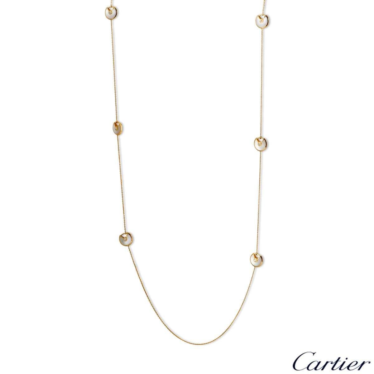 Cartier Amulette de Cartier-Halskette mit Diamanten und Perlmutt (Rundschliff)