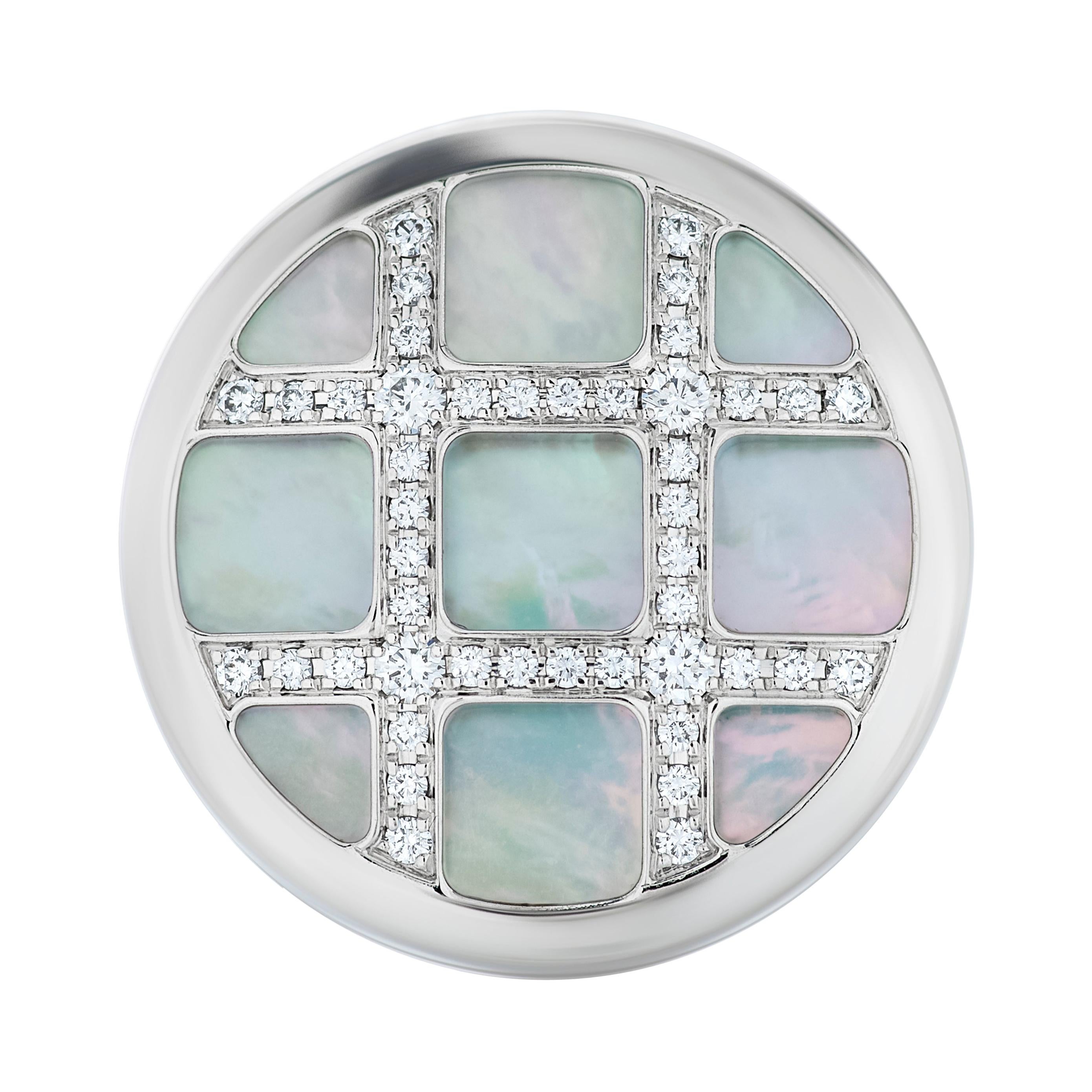 Cartier Diamond and Mother of Pearl Pasha Ring in 18k White Gold For Sale