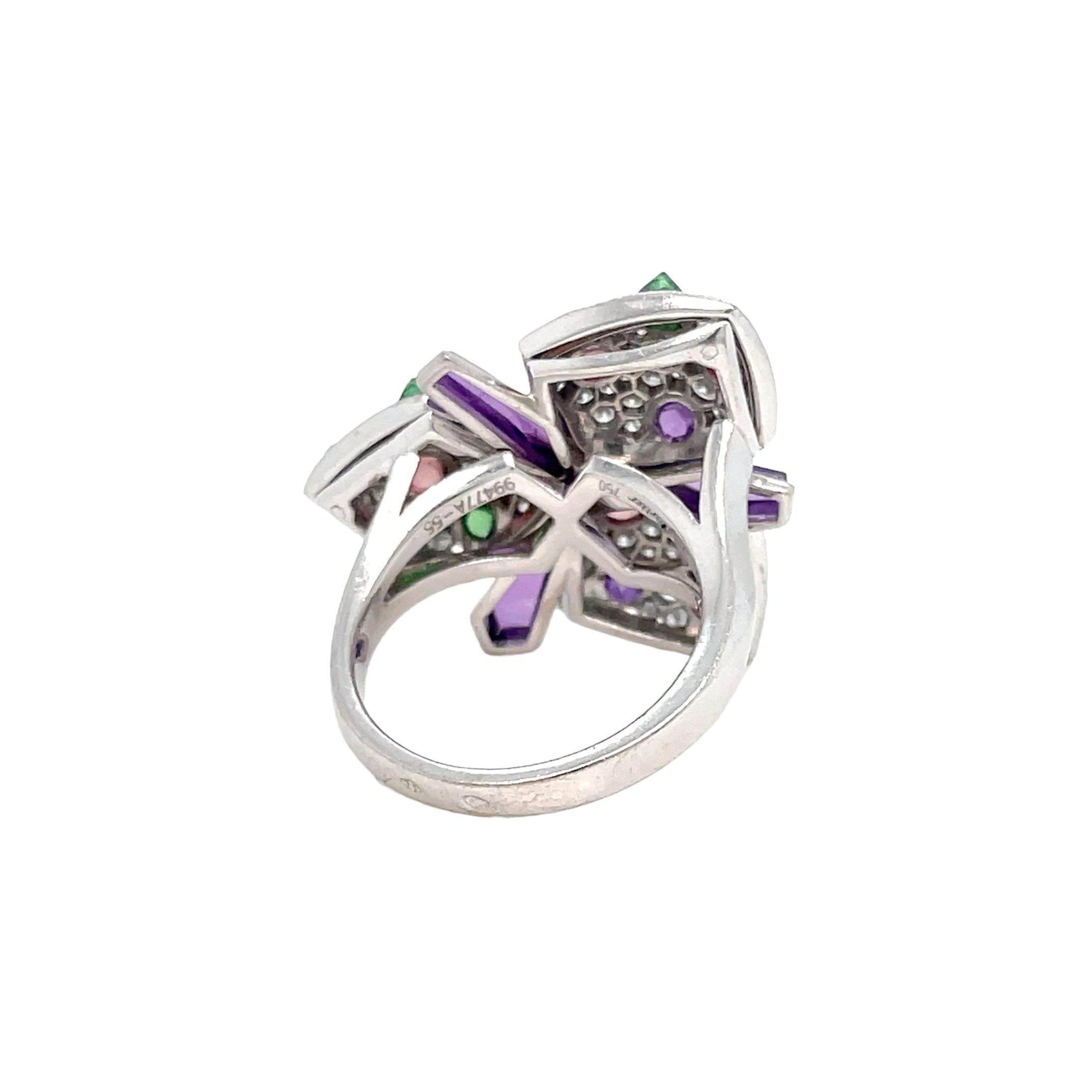 Cartier Diamond and Multi-Gem Caresse d'Orchidées Ring For Sale 1