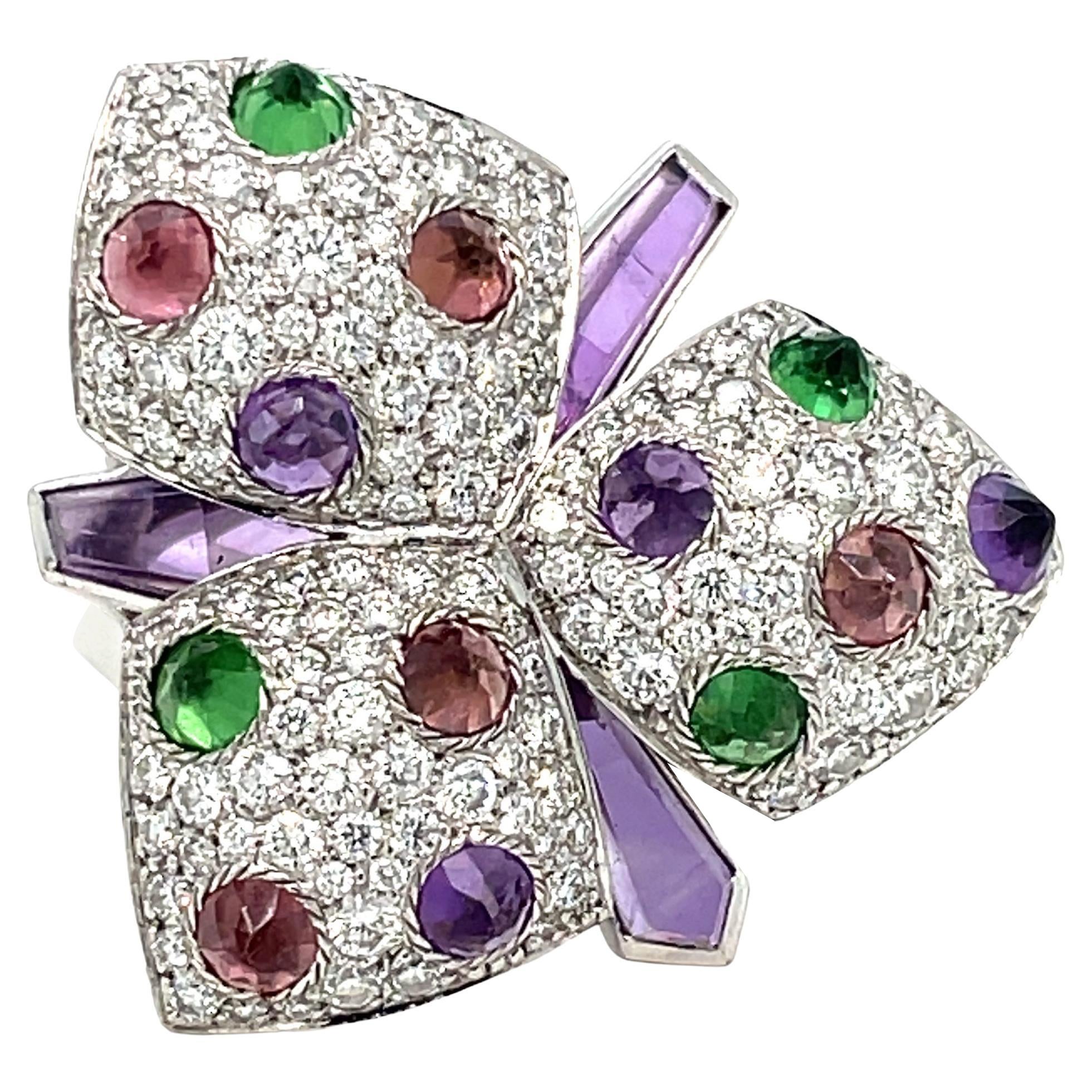 Cartier Ring Caresse d'Orchidées mit Diamanten und mehreren Edelsteinen