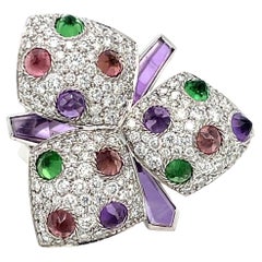 Cartier Diamond and Multi-Gem Caresse d'Orchidées Ring