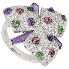 Cartier Diamond and Multi-Gem Caresse d'Orchidées Ring