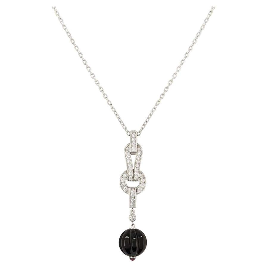 Cartier Diamond and Onyx Agrafe Drop Necklace