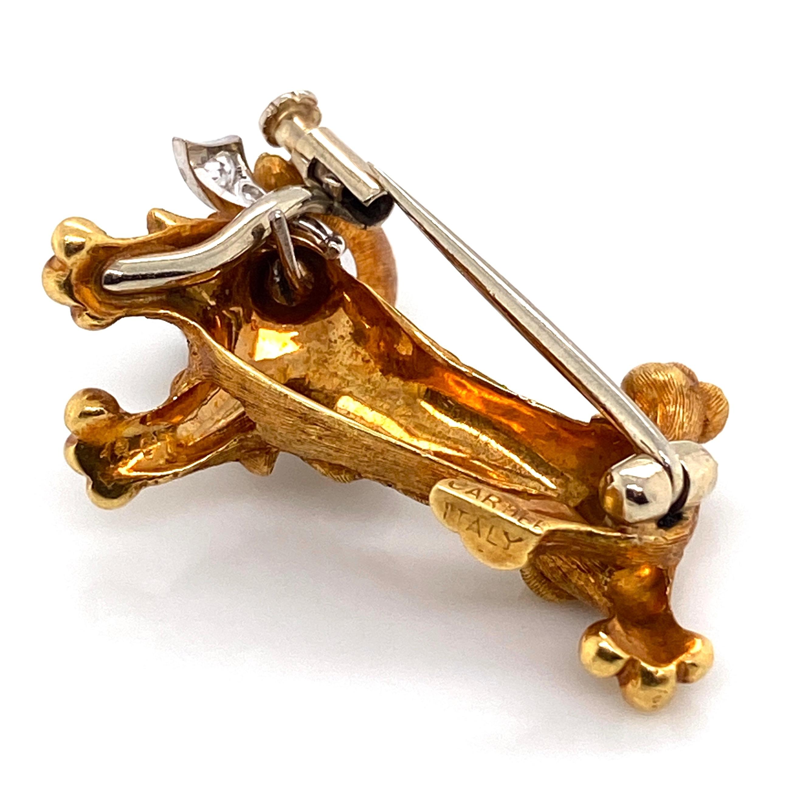 Cartier Broche vintage chien en or, diamants et onyx, ancienne collection Estate Fine Jewelry Unisexe en vente