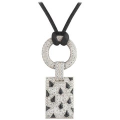 Cartier Diamond and Onyx Panthere Pendant Necklace 2.85 Carat