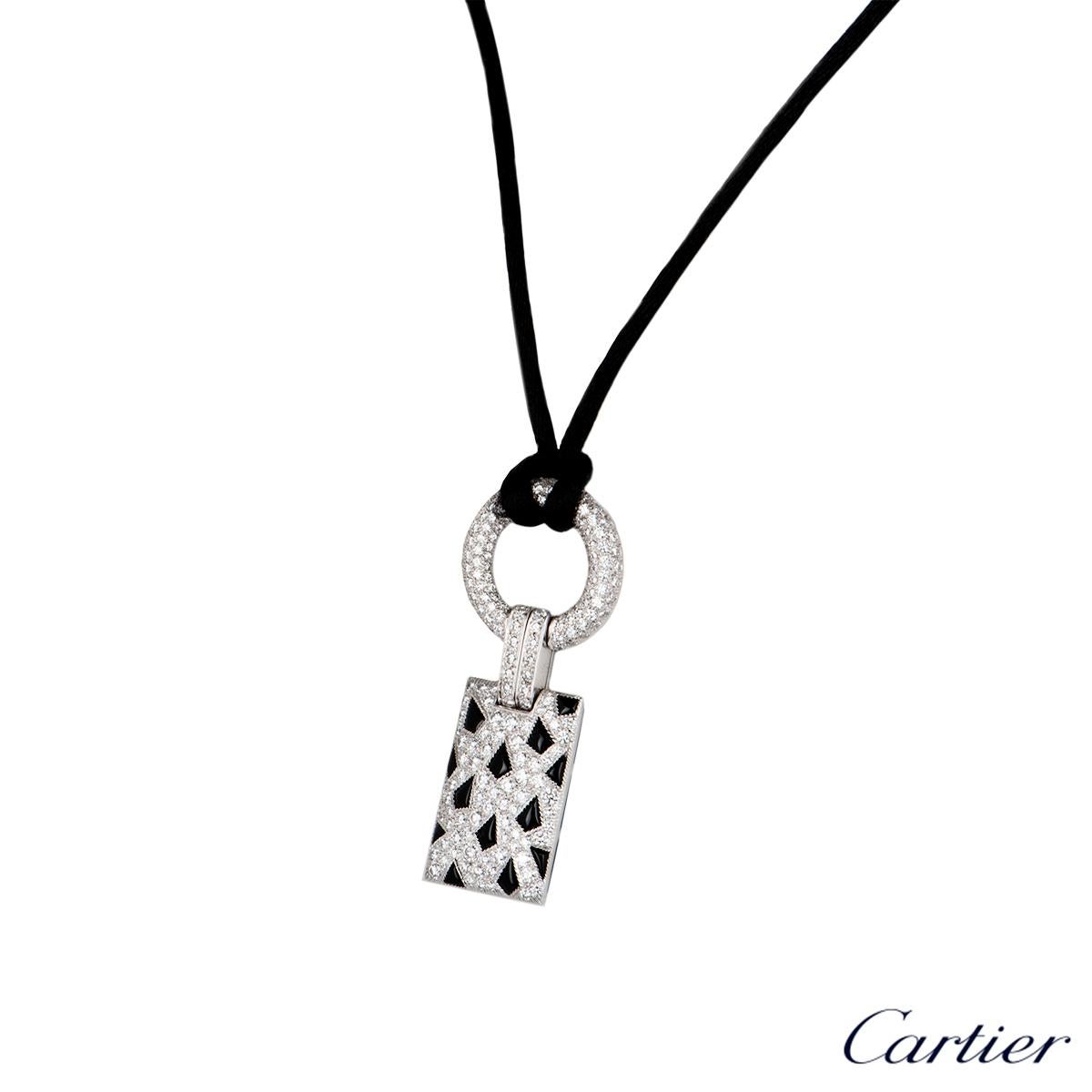 Cartier Diamond and Onyx Panthere Pendant Necklace In Excellent Condition In London, GB