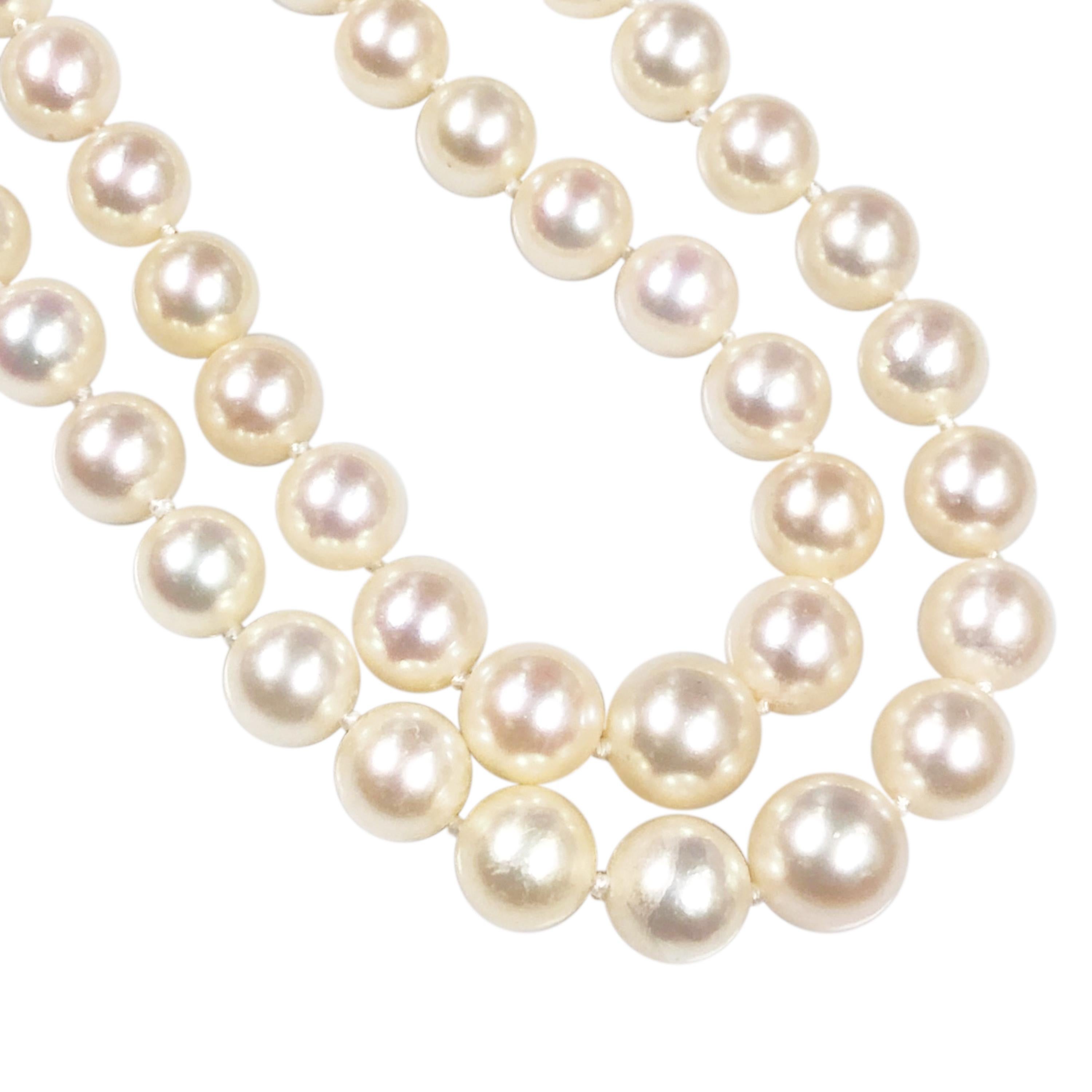 Marquise Cut Cartier Diamond and Pearls Double Strand Necklace