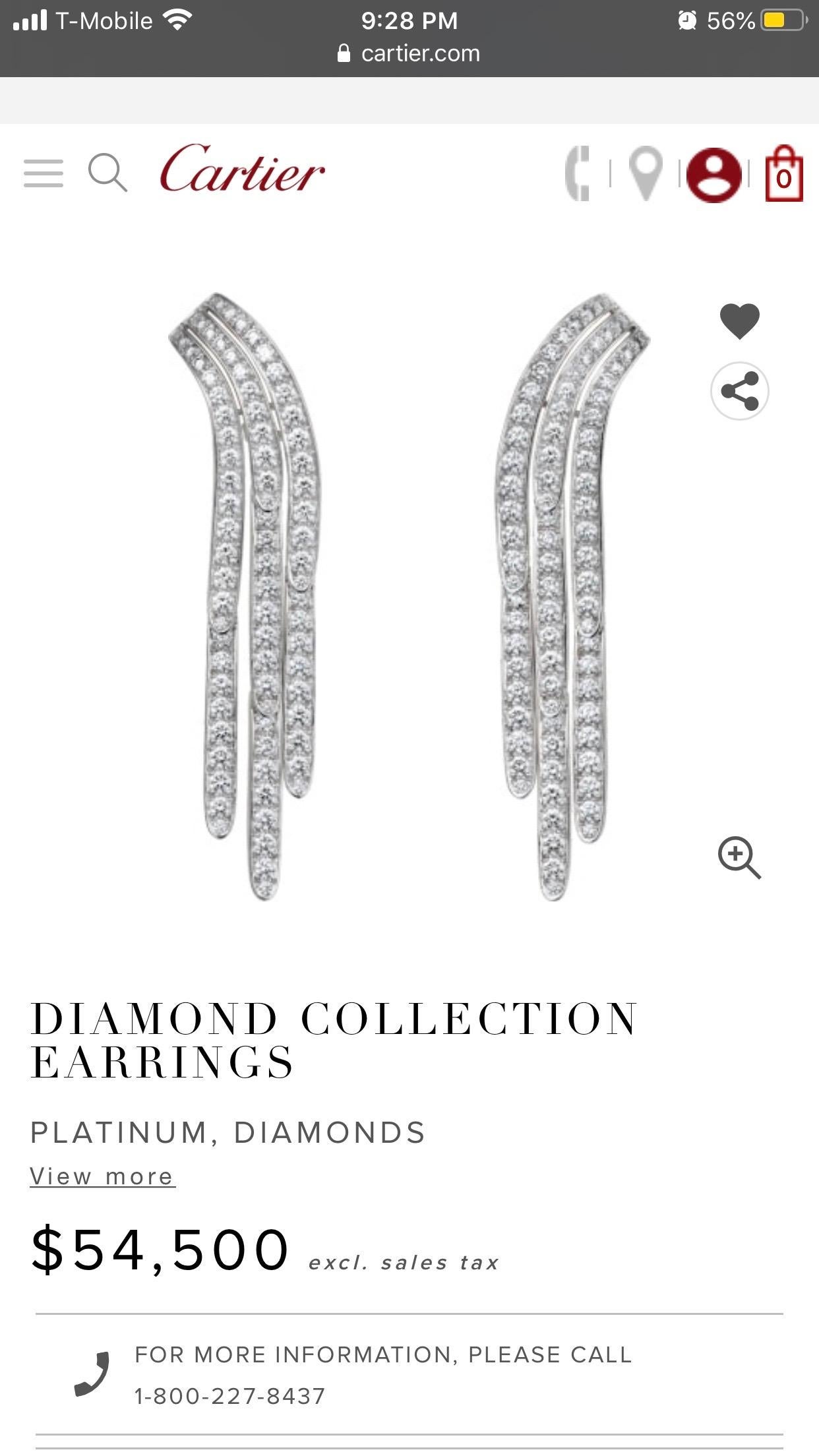 Cartier Diamond and Platinum Drop Earrings 5