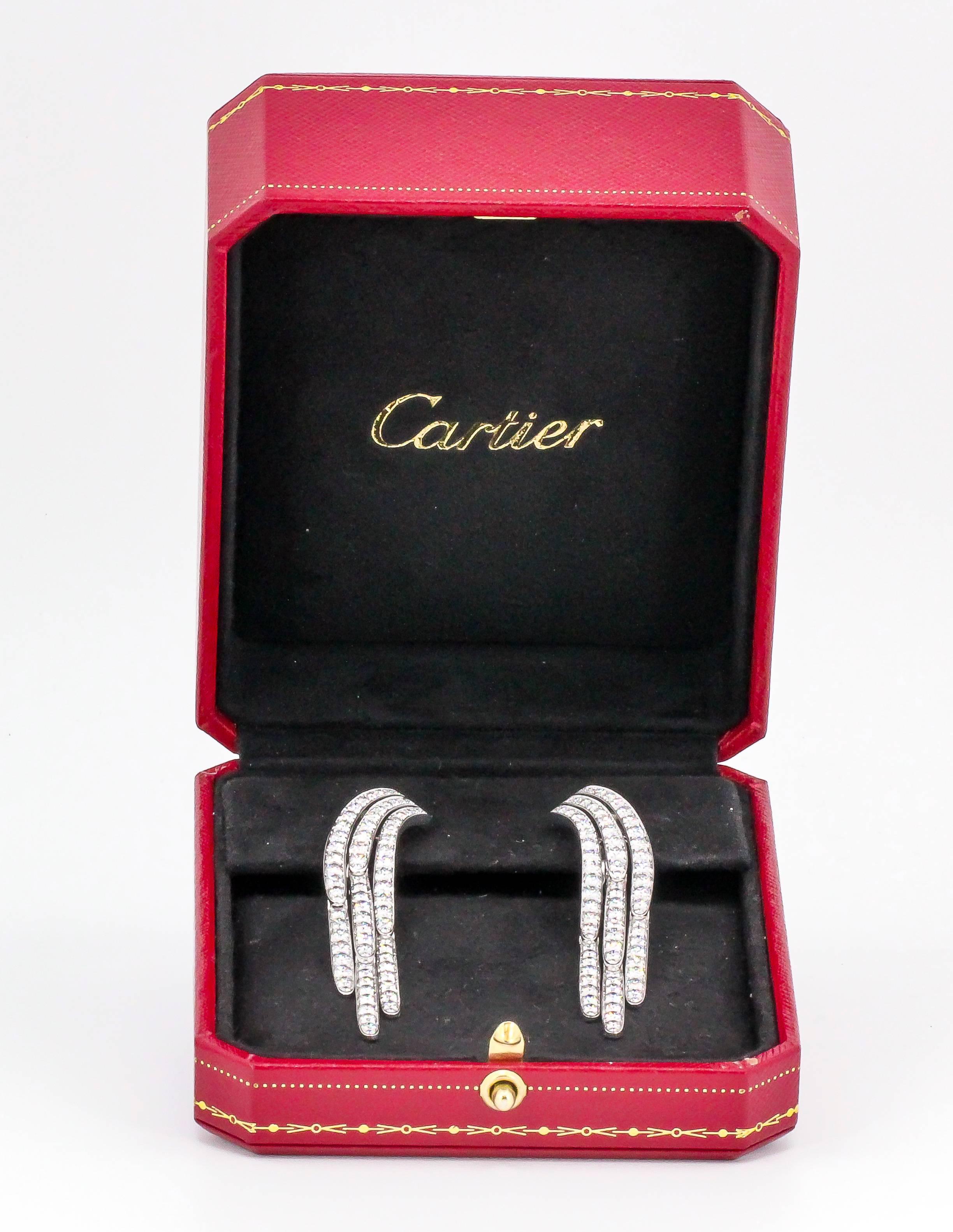 Cartier Diamond and Platinum Drop Earrings 4