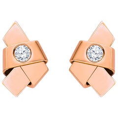 Cartier Diamond and Rose Gold Ribbon Knot Stud Earrings