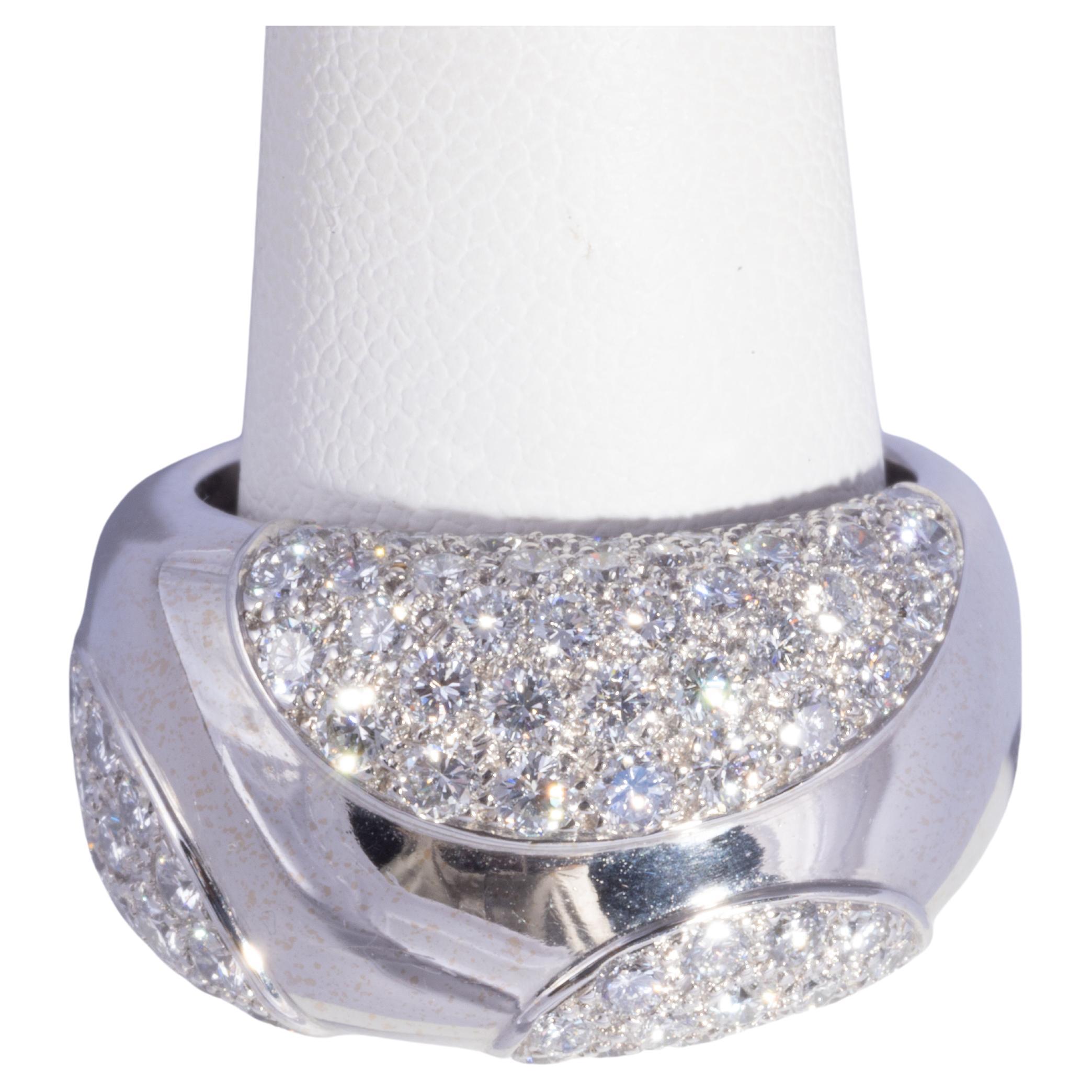 Cartier Diamond and White Gold Band Ring, 1.70 Carats