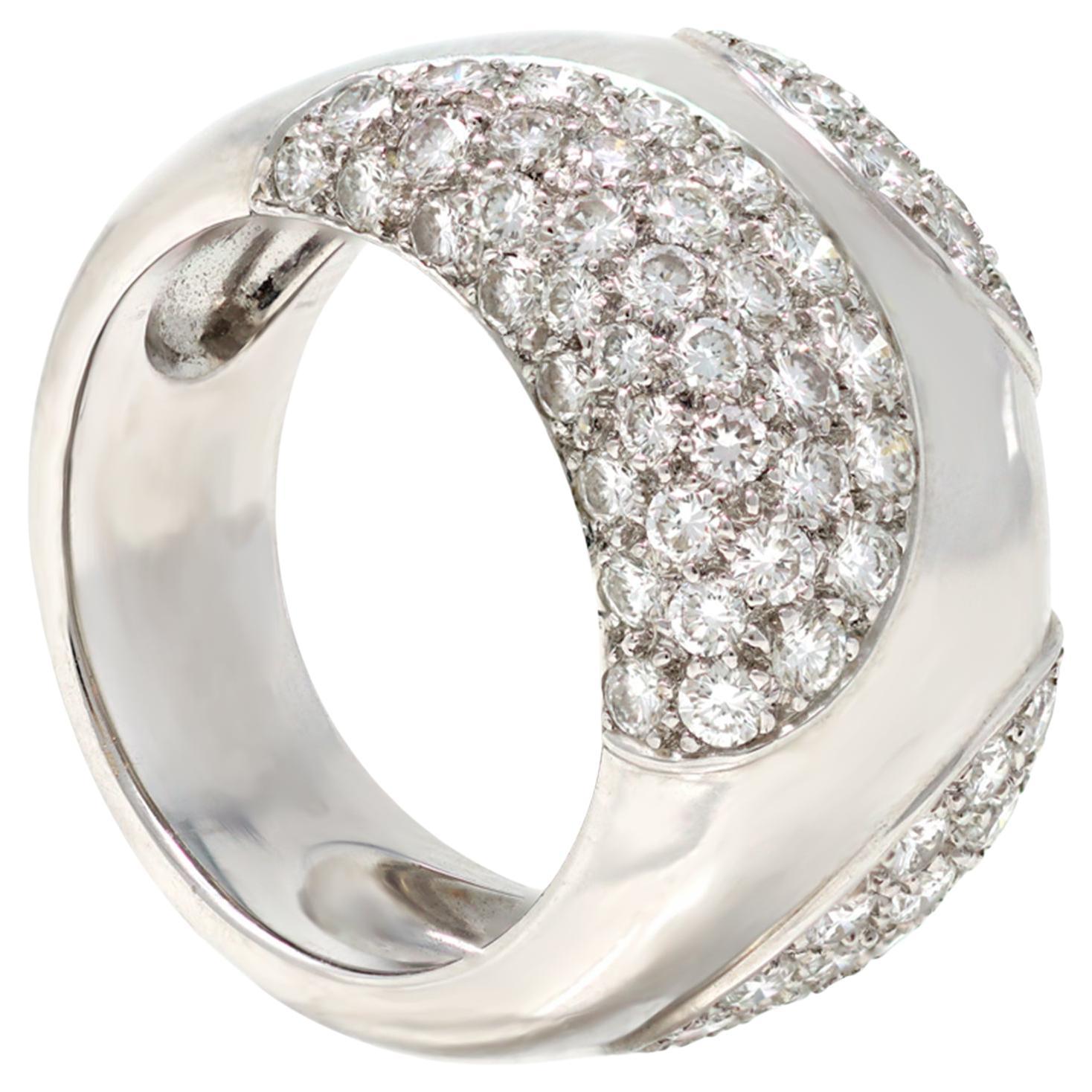 Cartier Diamond and White Gold Band Ring For Sale