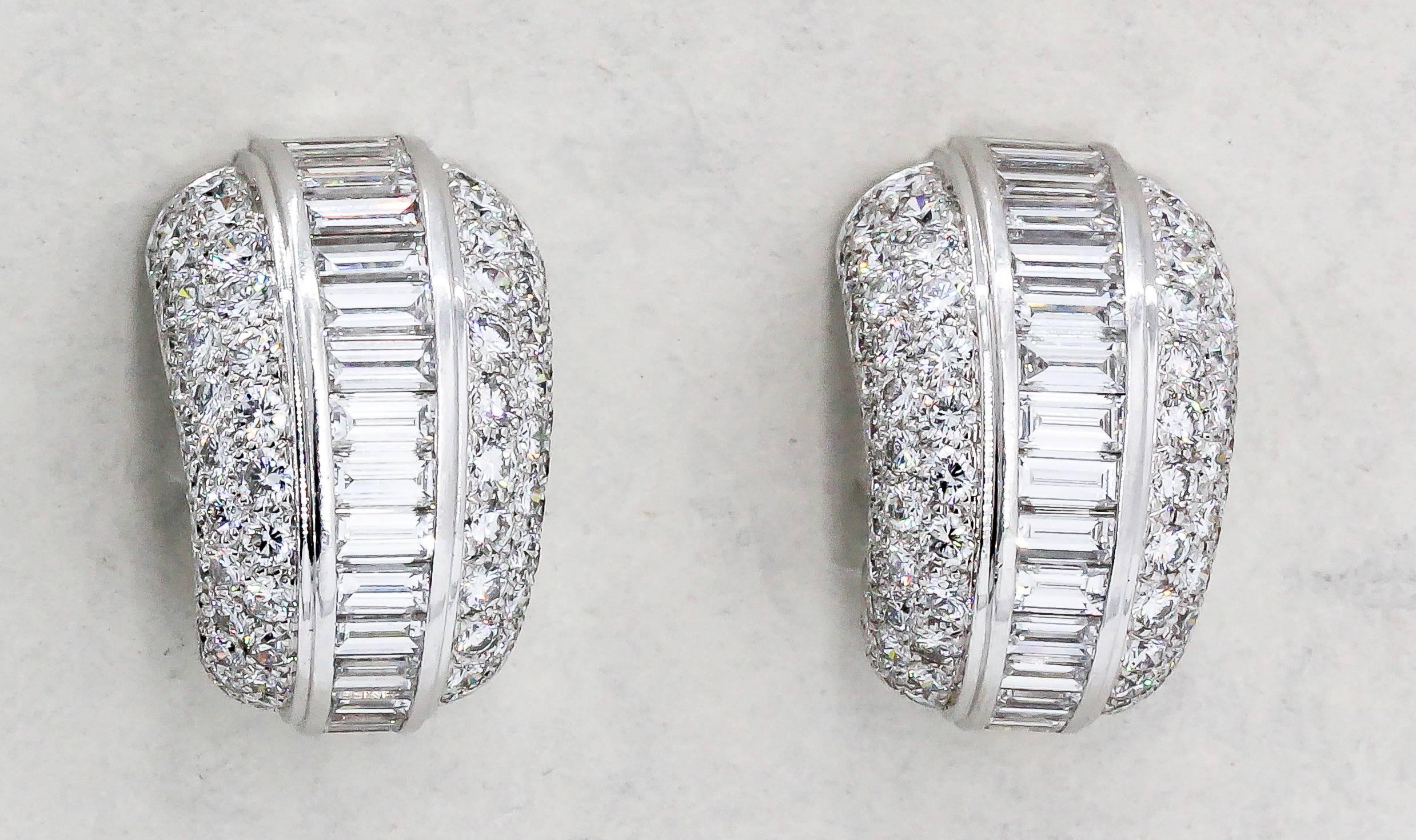 Cartier Diamond and 18k White Gold Hoop Earrings In Excellent Condition In New York, NY