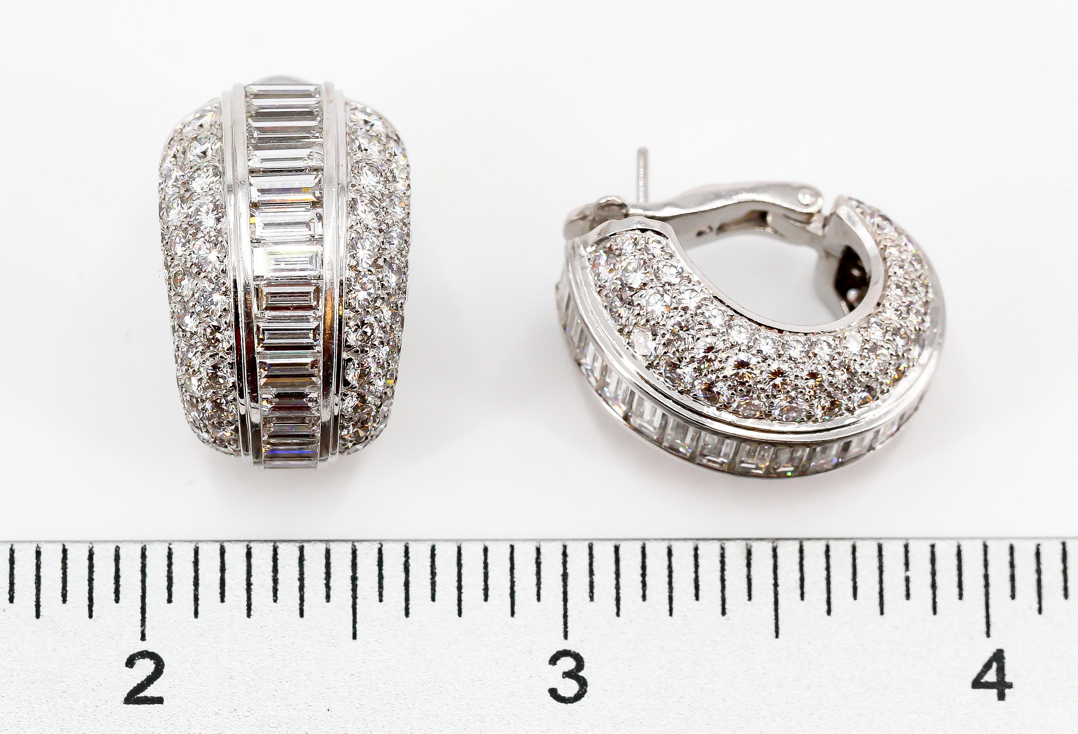 Women's Cartier Diamond and 18k White Gold Hoop Earrings