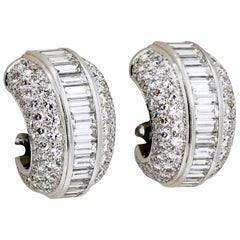 Cartier Diamond and White Gold Hoop Earrings