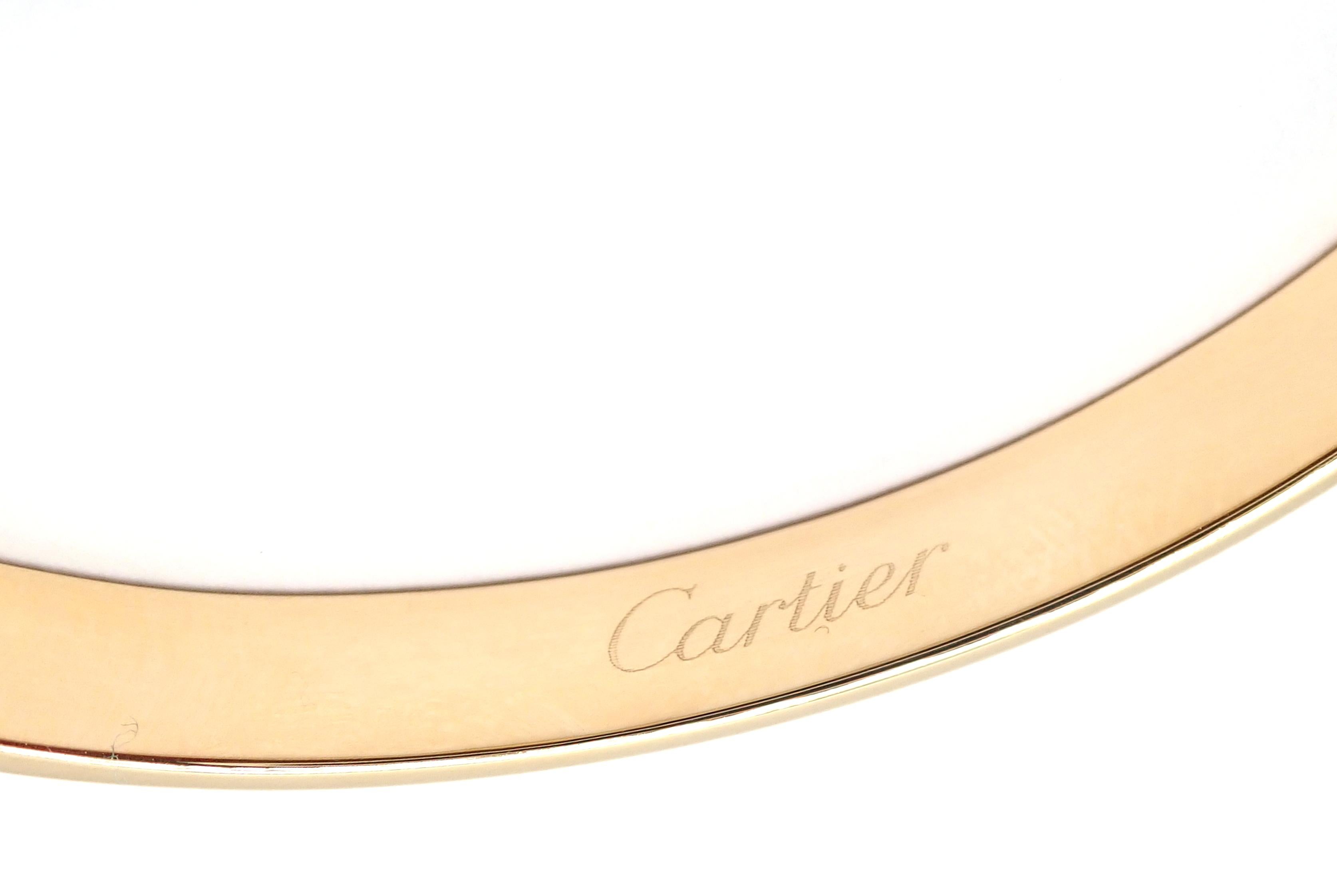 Cartier Diamond Anniversary Yellow Gold Bangle Bracelet Size 17 For Sale 2
