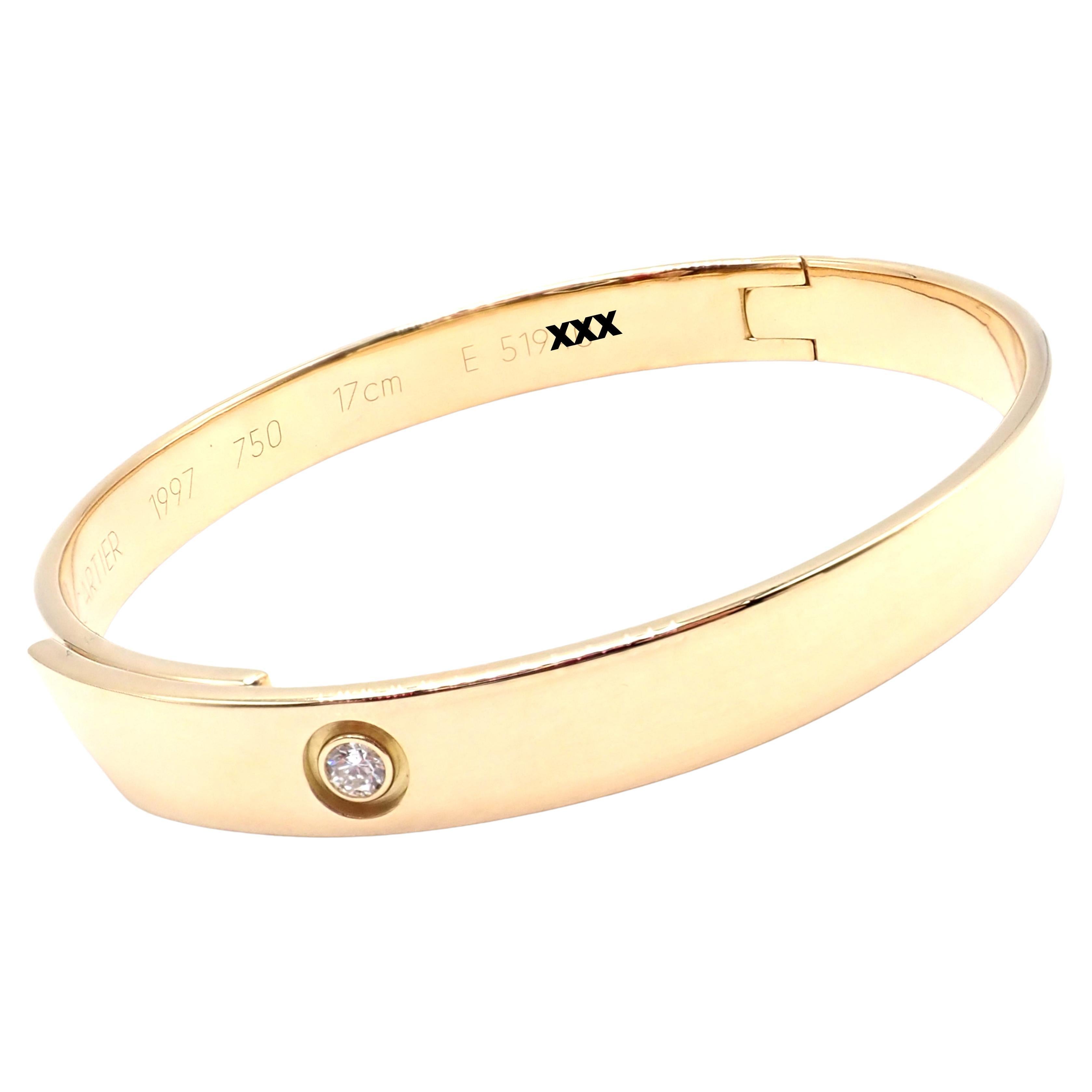 Cartier, bracelet jonc anniversaire en or jaune et diamants, taille 17 en vente