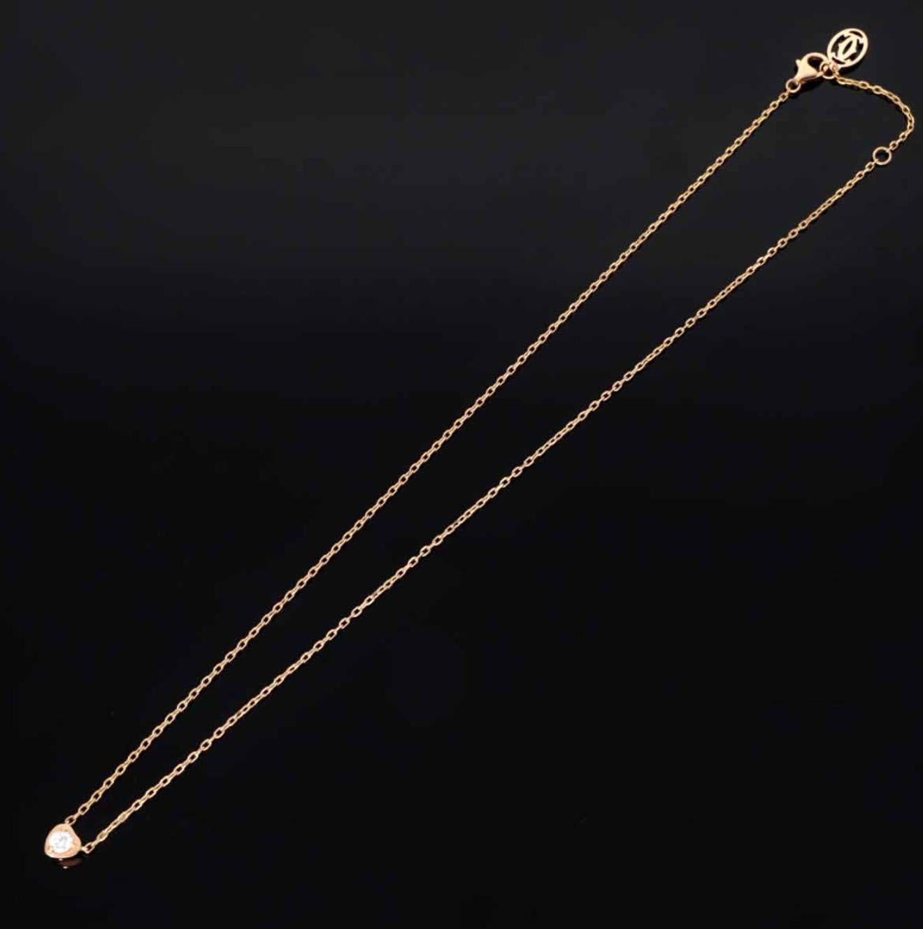 Cartier Collier cœur de Légers en or rose 18 carats avec diamants d'environ 0,14 carat en vente 4