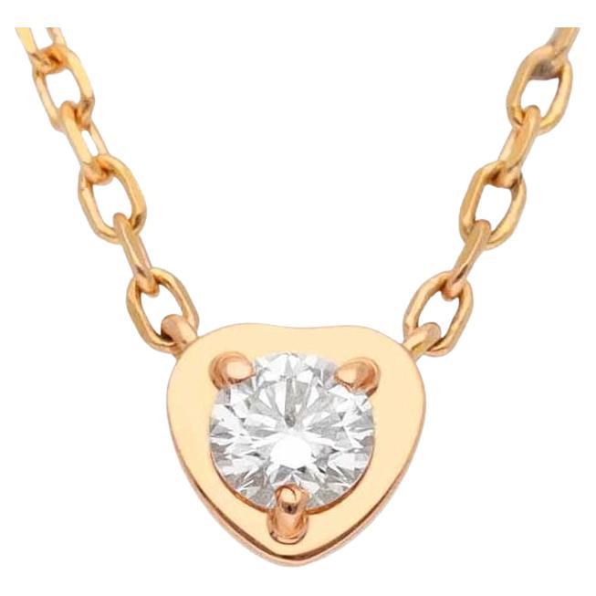 Cartier Diamond approx.0.14ct 18K Pink Gold Diamants Legers Heart Necklace For Sale